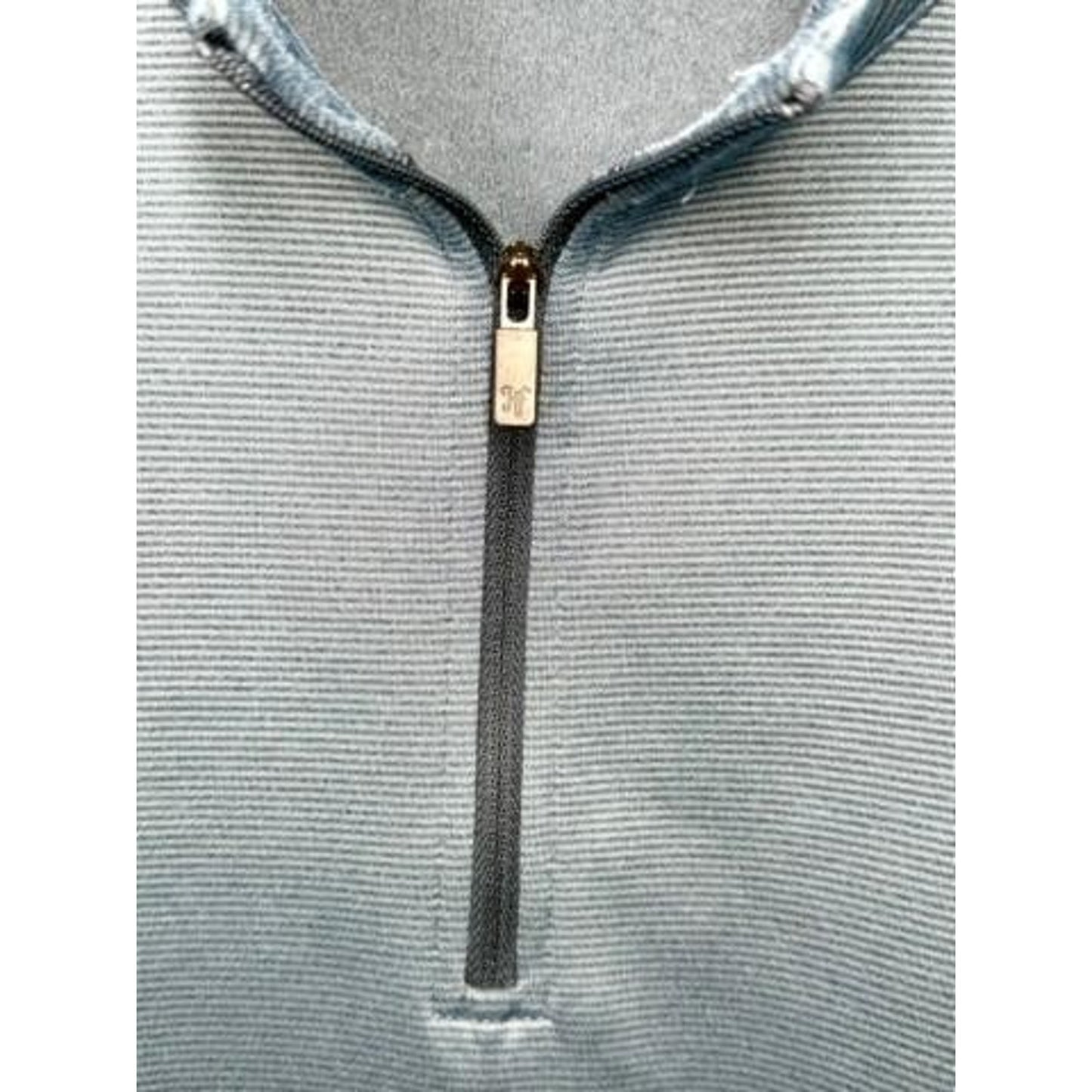Hickey Freeman Sweater Mens Large Blue Striped 1/4 Zip Pullover Stretch
