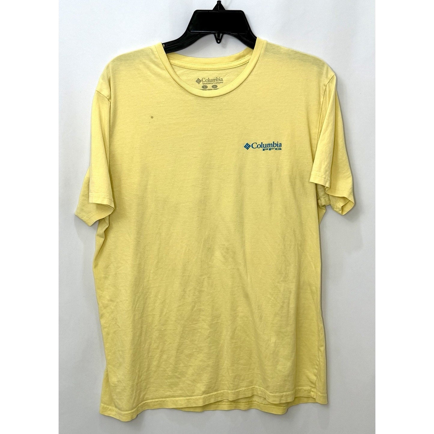 Columbia Sportswear PFG Crew Neck Fishing T-Shirt Yellow Cotton Men’s Large L