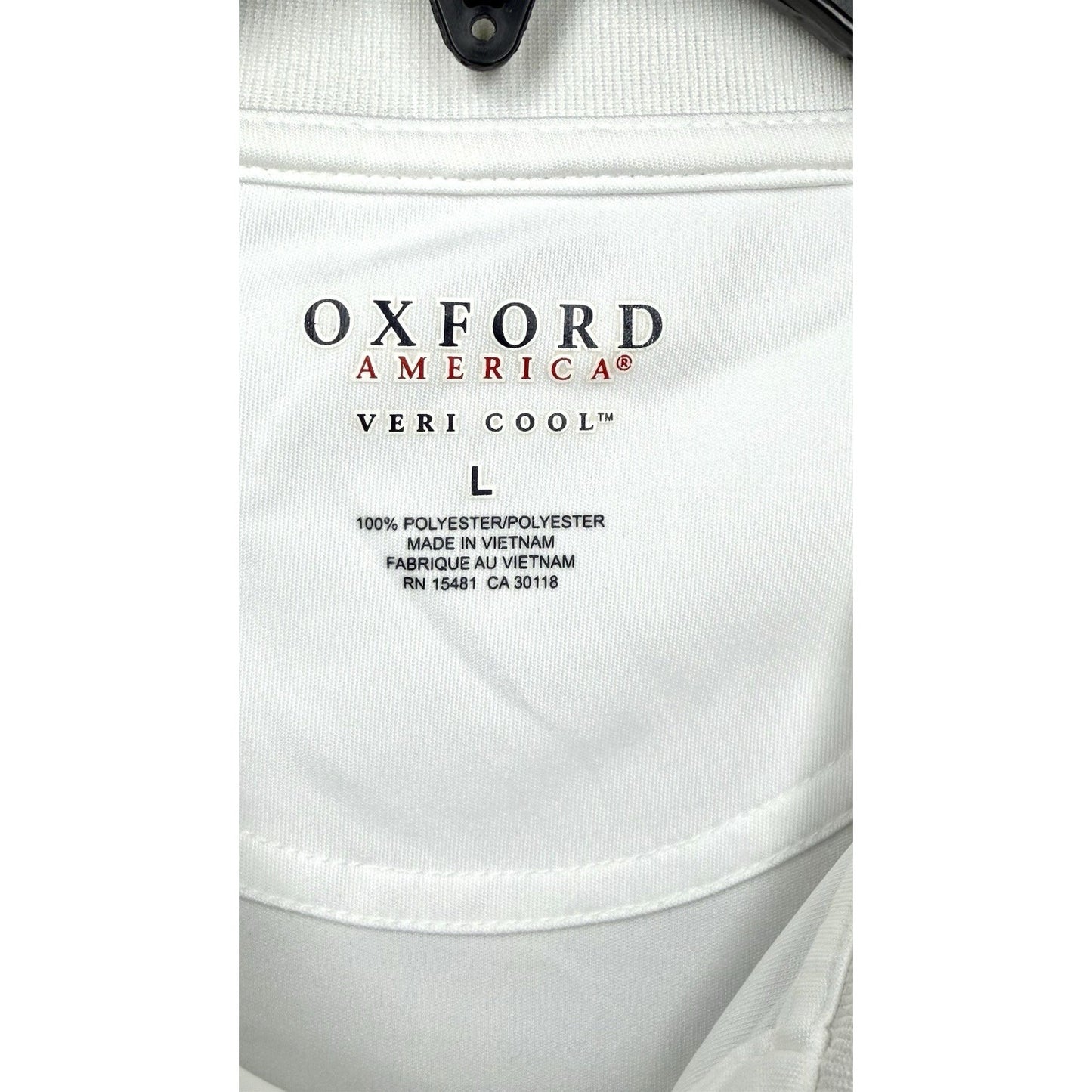 Oxford America Veri Cool Mens Large White Short Sleeve Golf Polo