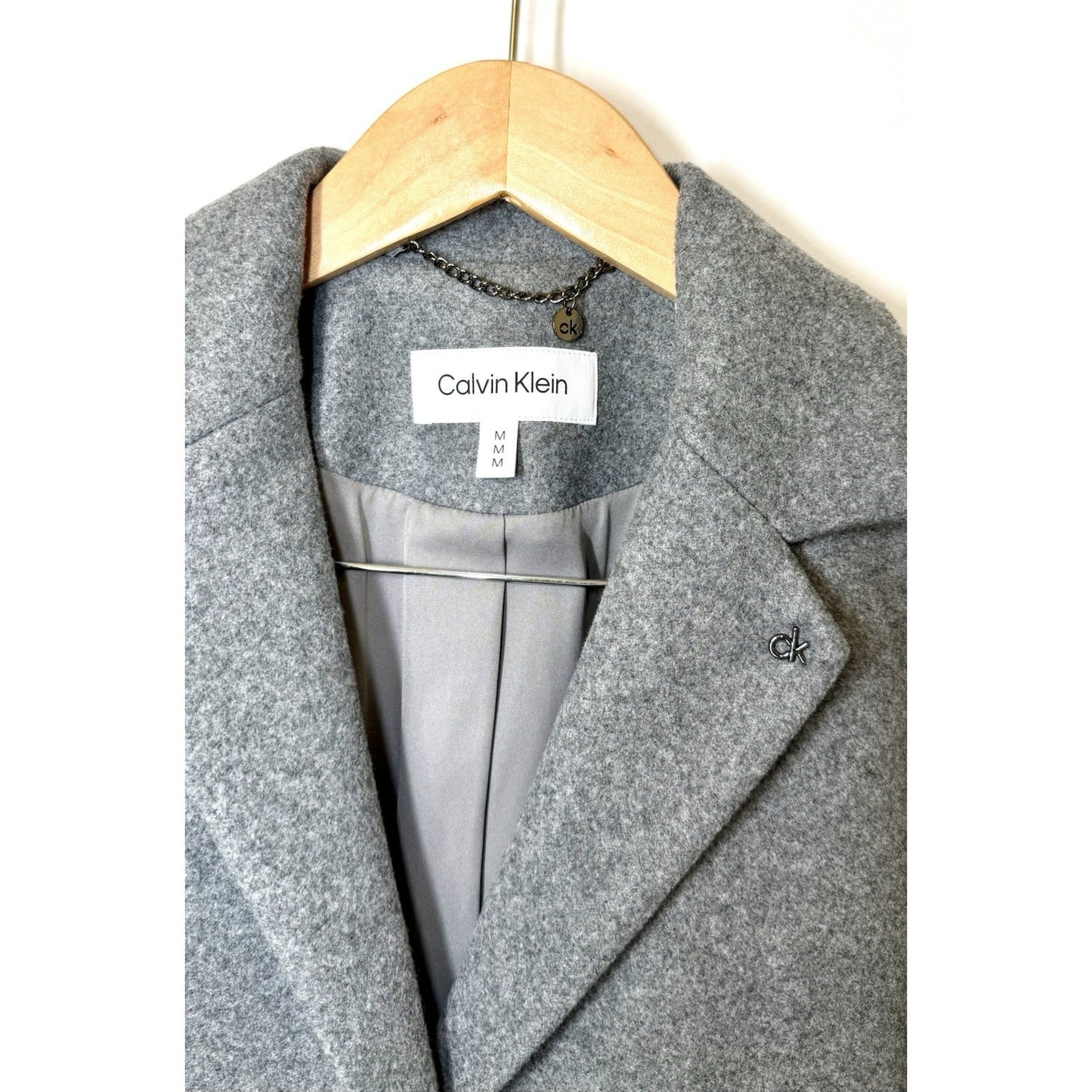 Calvin Klein Gray Double Breasted Mid-Length Pea Coat Women Long Sleeve Size M
