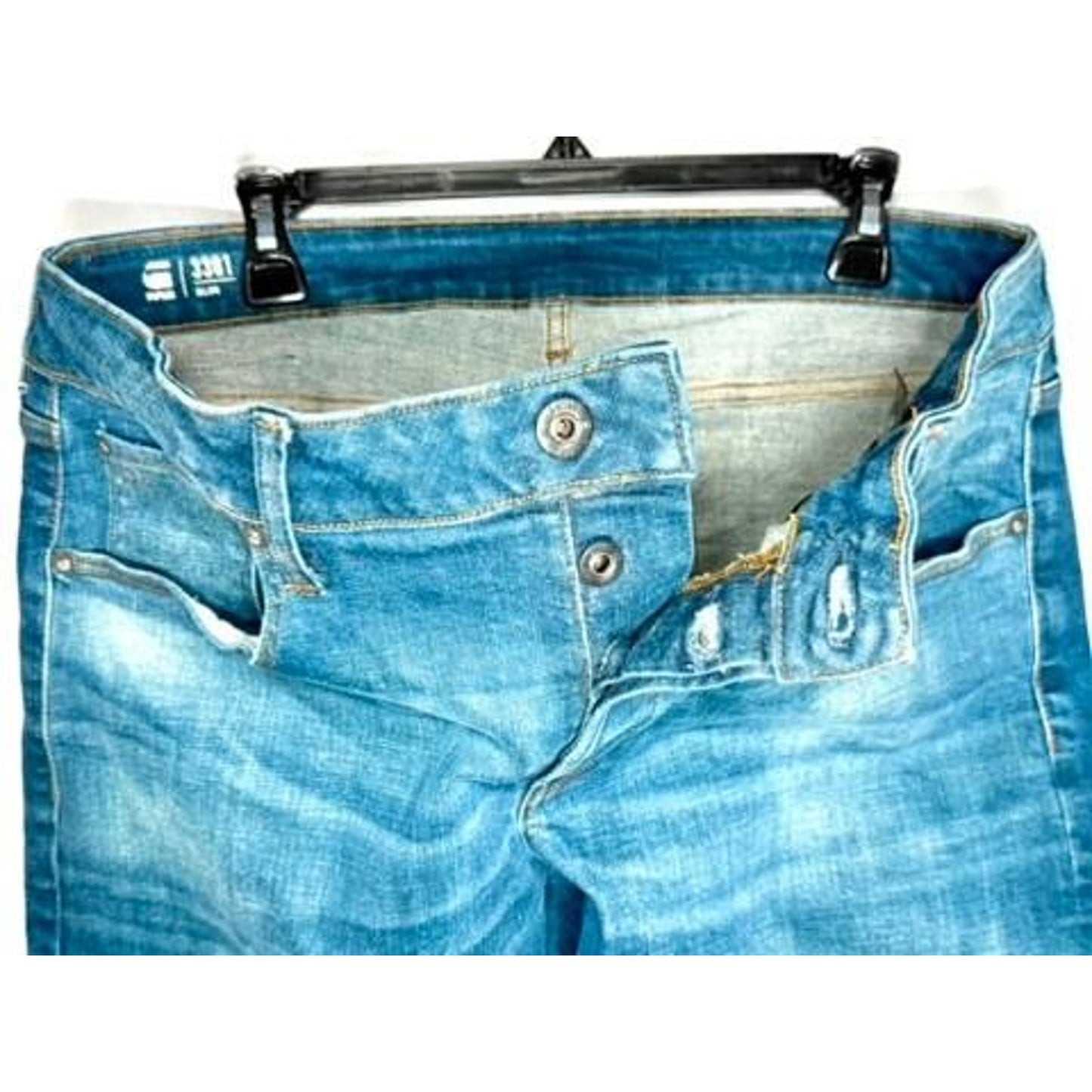 G-Star Raw 3301 Slim Jeans Mens 36x34 Blue Denim Medium Wash Stretch