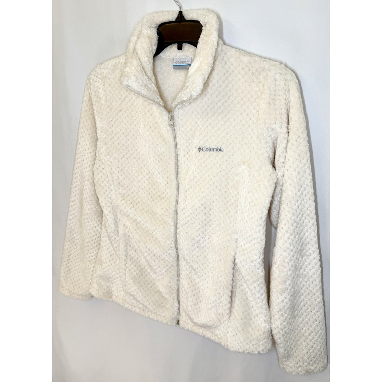 Women's Ivory Cream Soft Columbia Beech Forest Full Zip Fleece Jacket Size M