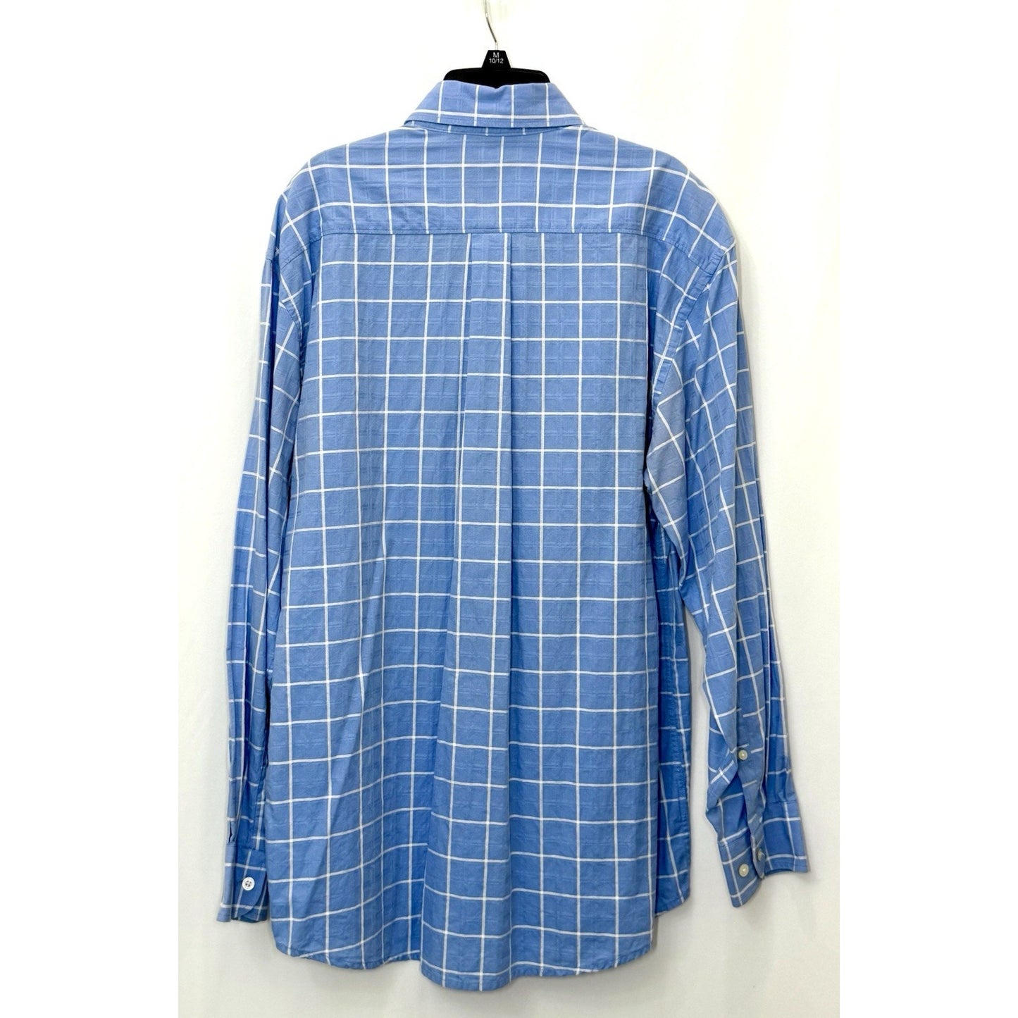 Alan Flusser Men’s Medium Blue Checkered Button Up Mens Shirt Plaid L/S Cotton