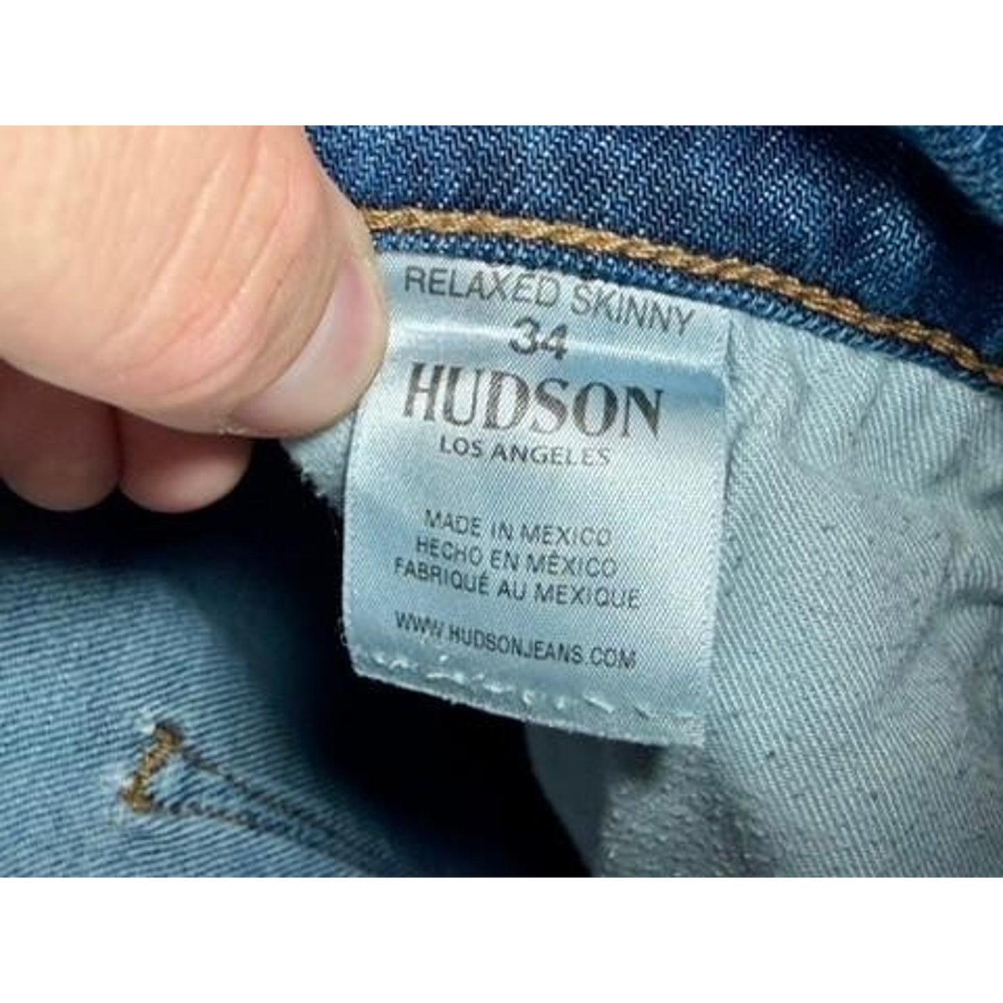 Hudson Jeans Mens 34 Blue Denim Relaxed Skinny Distressed Stretch Pants
