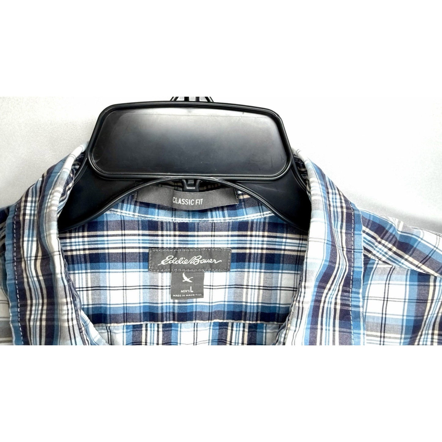 Eddie Bauer Men's Size L Classic Fit Button Down Shirt Long Sleeve Blue Plaid