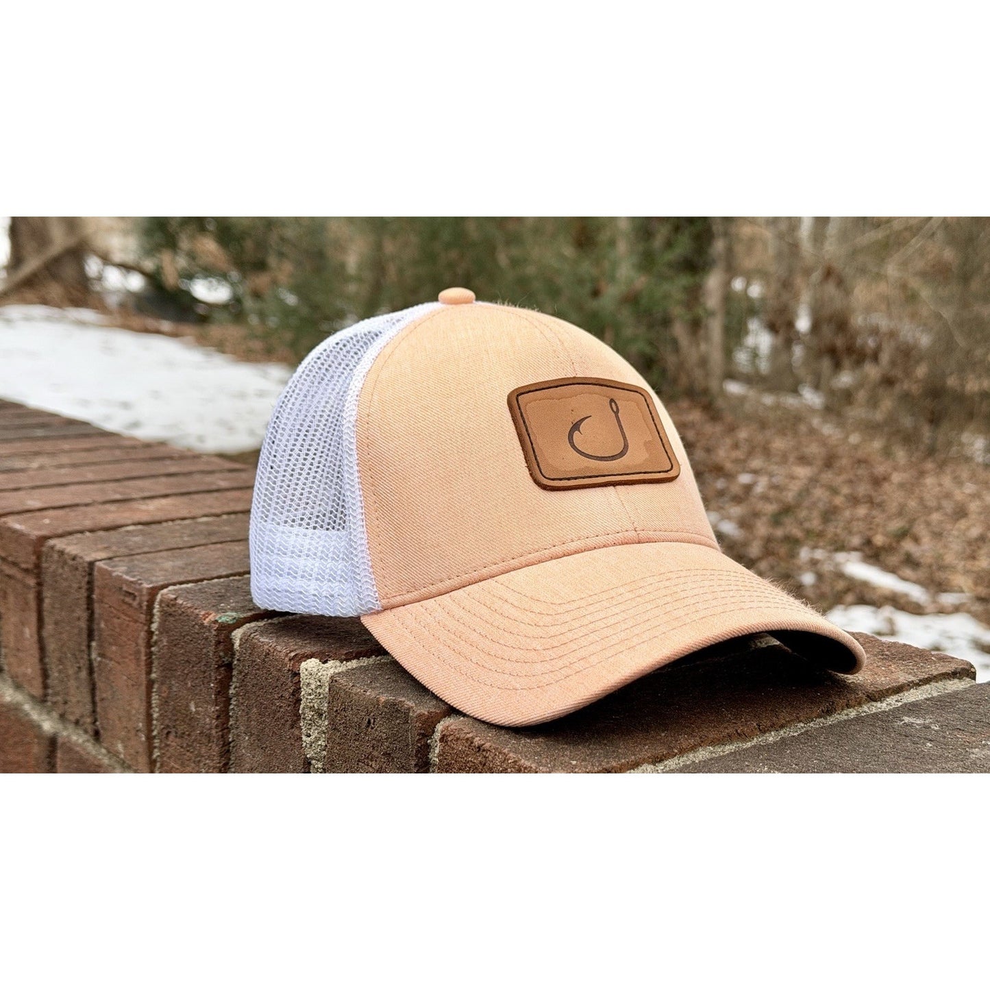 AVID Fishing Layday Trucker Hat Snapback Mesh Back Fish Hook Patch
