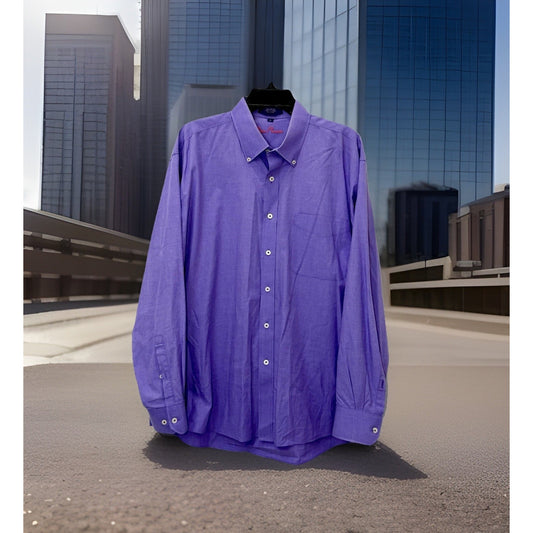 ALAN FLUSSER Shirt Men's Size XL Purple Cotton Long Sleeve Button Up Dress