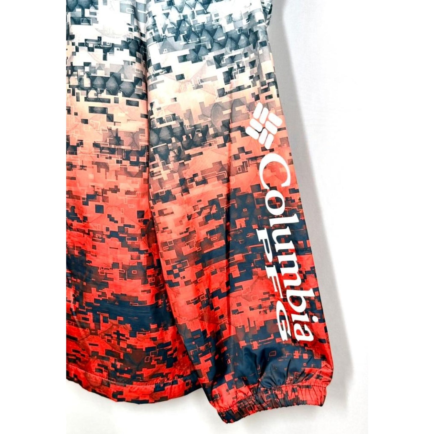 Columbia PFG Windbreaker Jacket Mens XXL Digital Camo Blue Red Full Zip Hooded