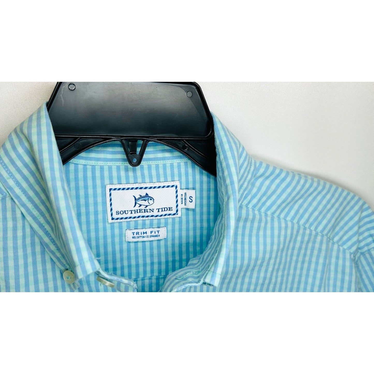 Southern Tide Camana Bay Gingham Sport Shirt - Offshore Green Mens S Stretch