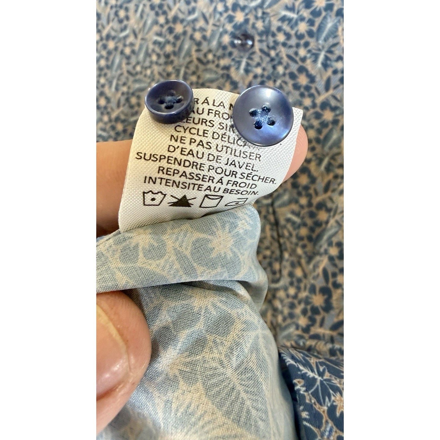 CON.STRUCT 4-Way Stretch Blue Floral Slim Fit Moisture Wicking Button Shirt LG