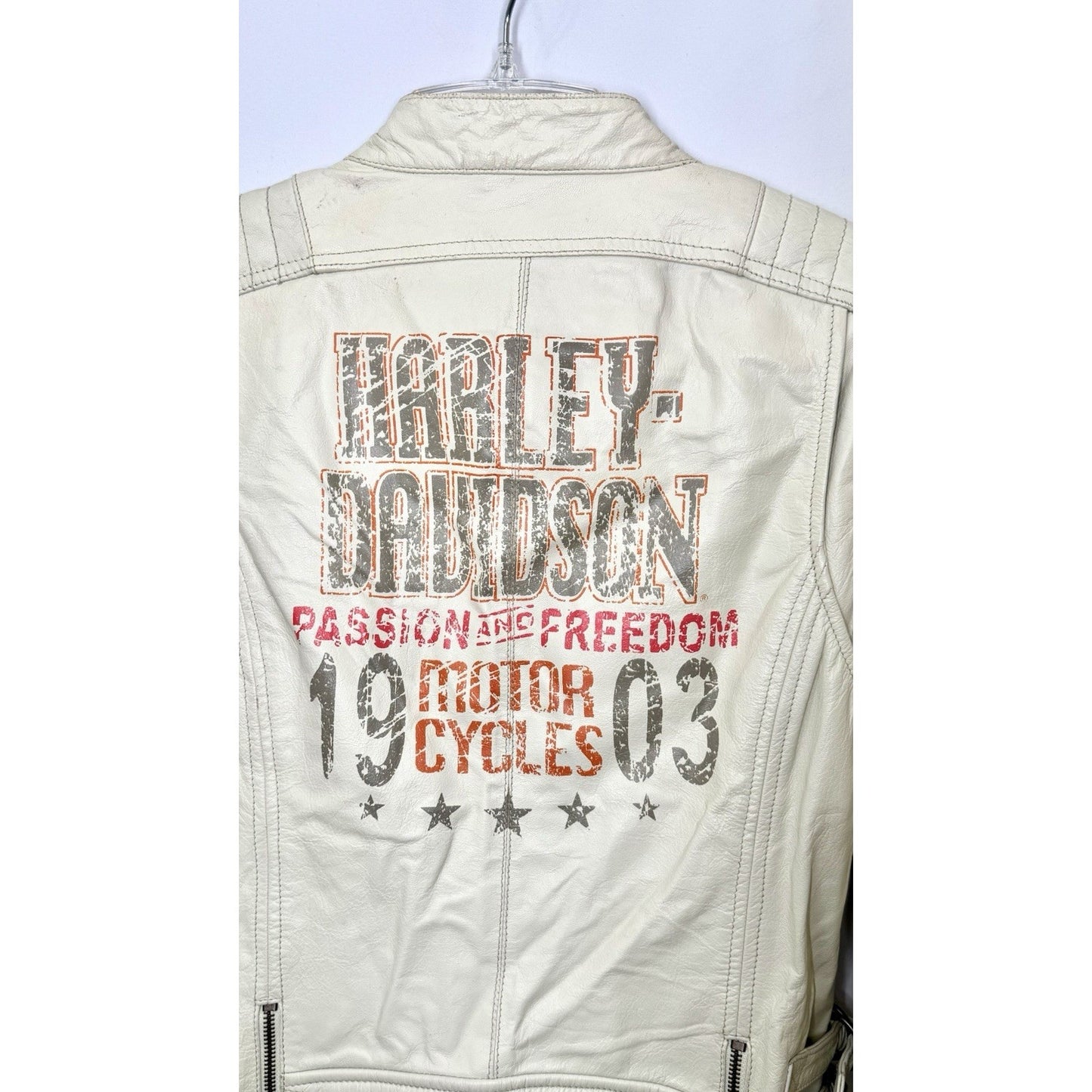 Harley Davidson Women’s SPRING BROOK Leather Jacket Off-White - Size Medium
