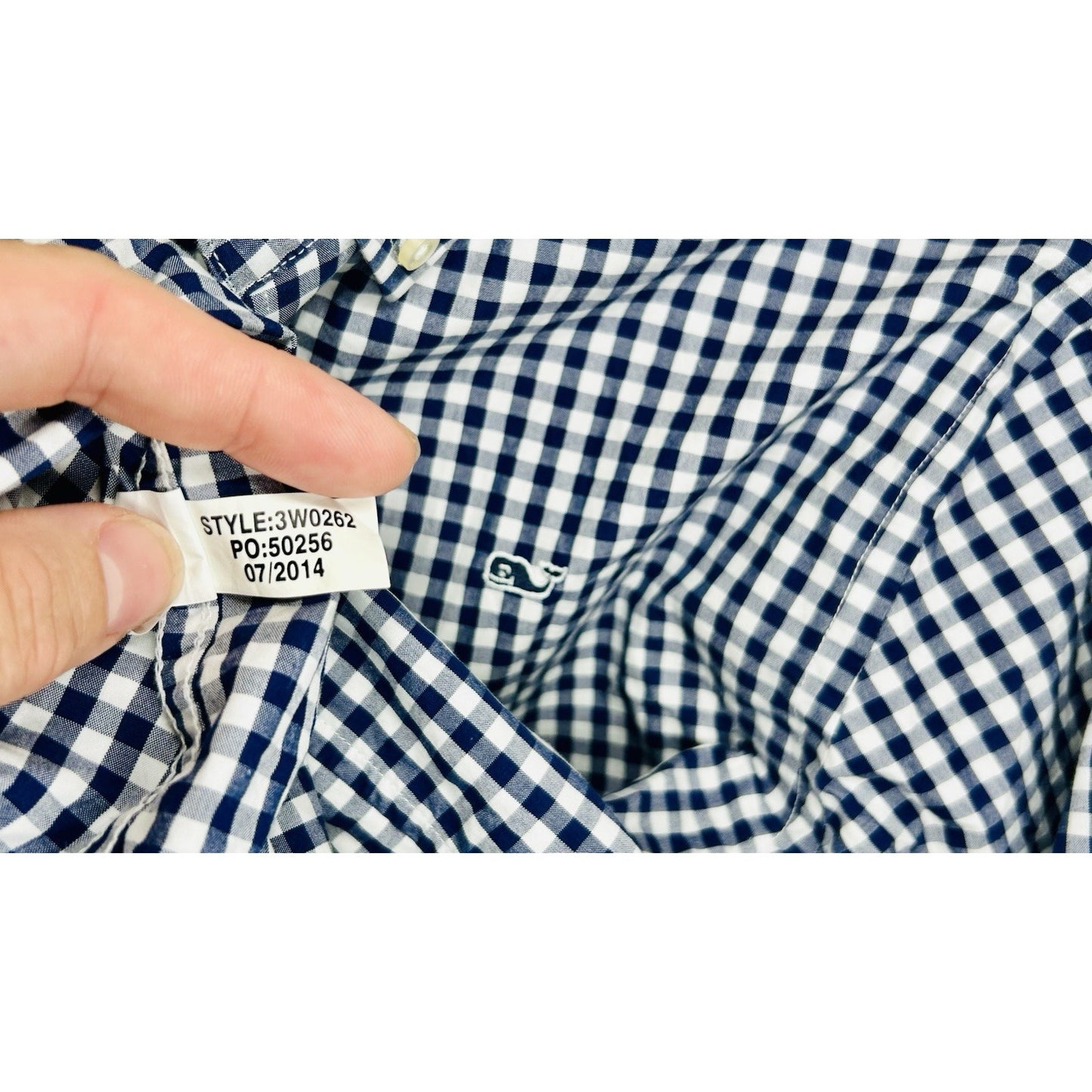 Boys Vineyard Vines L 16-18 Blue Check Long Sleeve Button Up Shirt / Whale Shirt