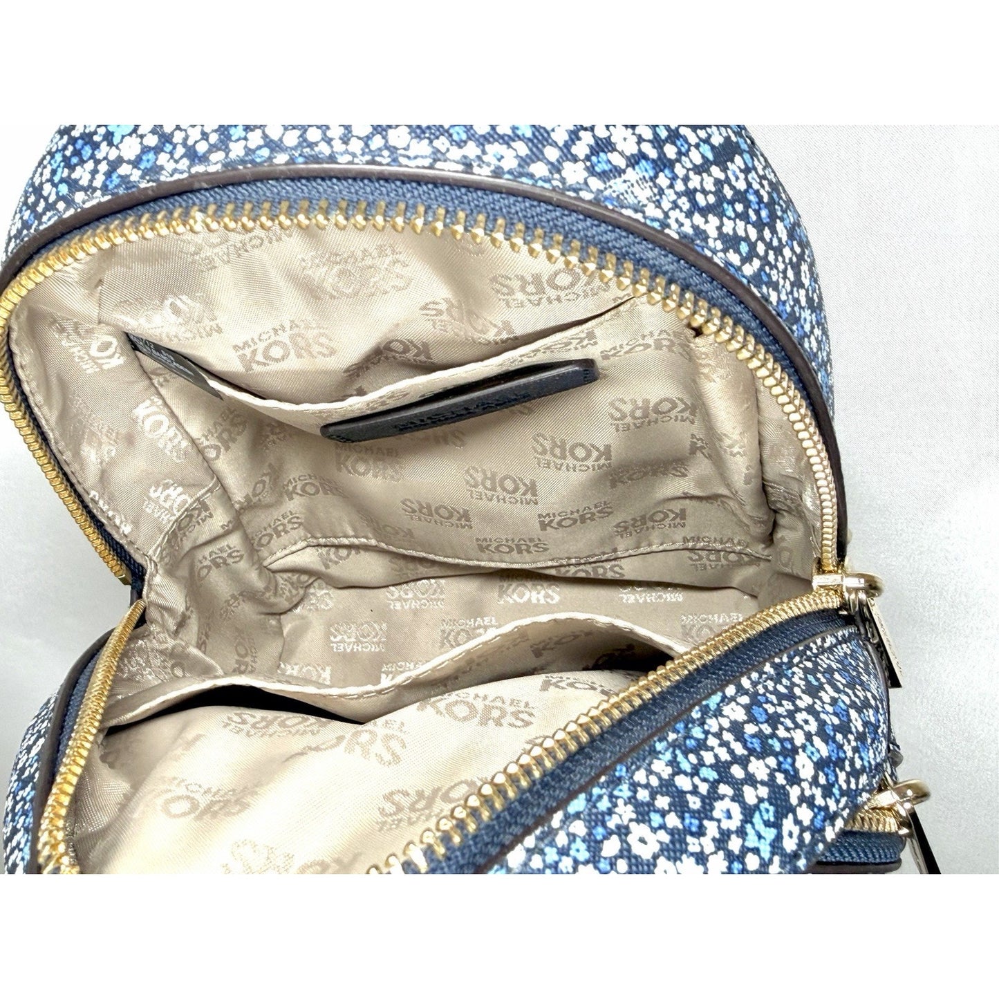 Michael Kors Abbey Mini Backpack In Navy Blue Floral Pattern NWOT / New W/ COA