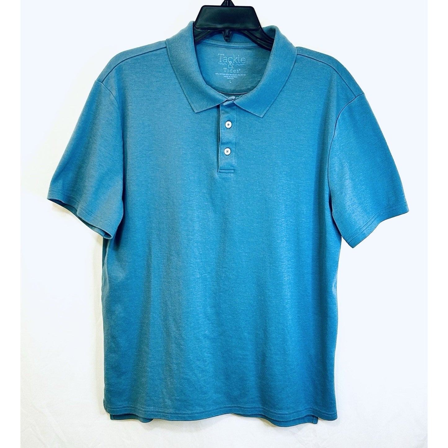 TACKLE & TIDES Mens Ribbed Collar S/S Polo Shirt / Royal Blue / Men’s Large