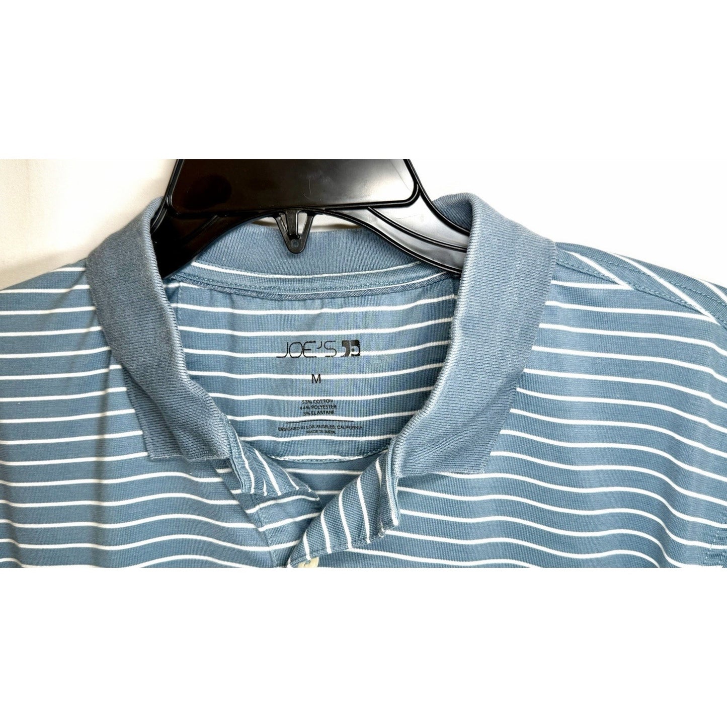 JOE'S JEANS Men's Medium Grey Heather Short Sleeve Stripped Polo Stretch