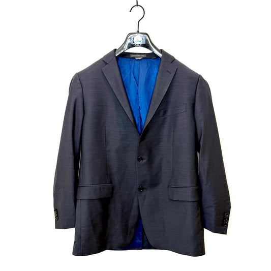 Indochino Mens Custom Suit Jacket Blazer Gray Blue Lining Two Button
