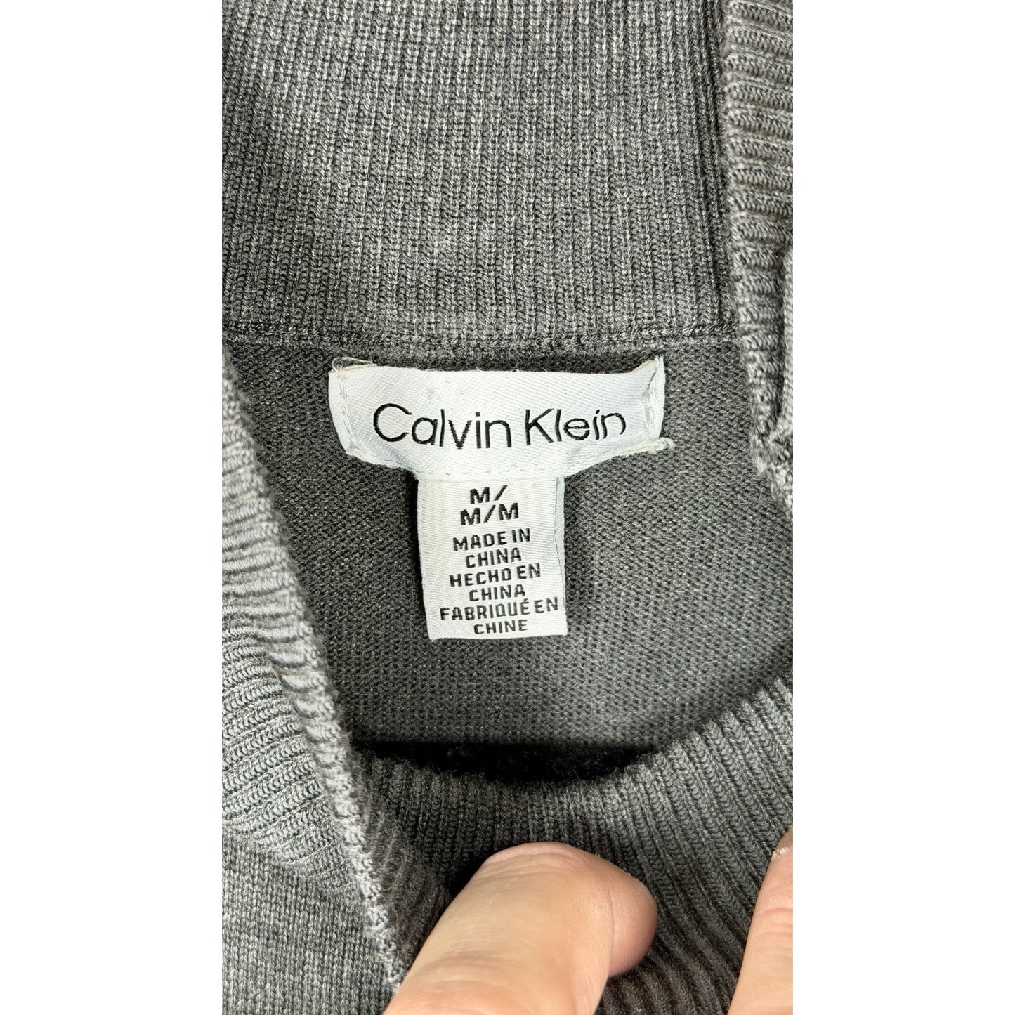 Calvin Klein Womens Turtleneck Grey Sweater Long sleeve M Gold Buttons