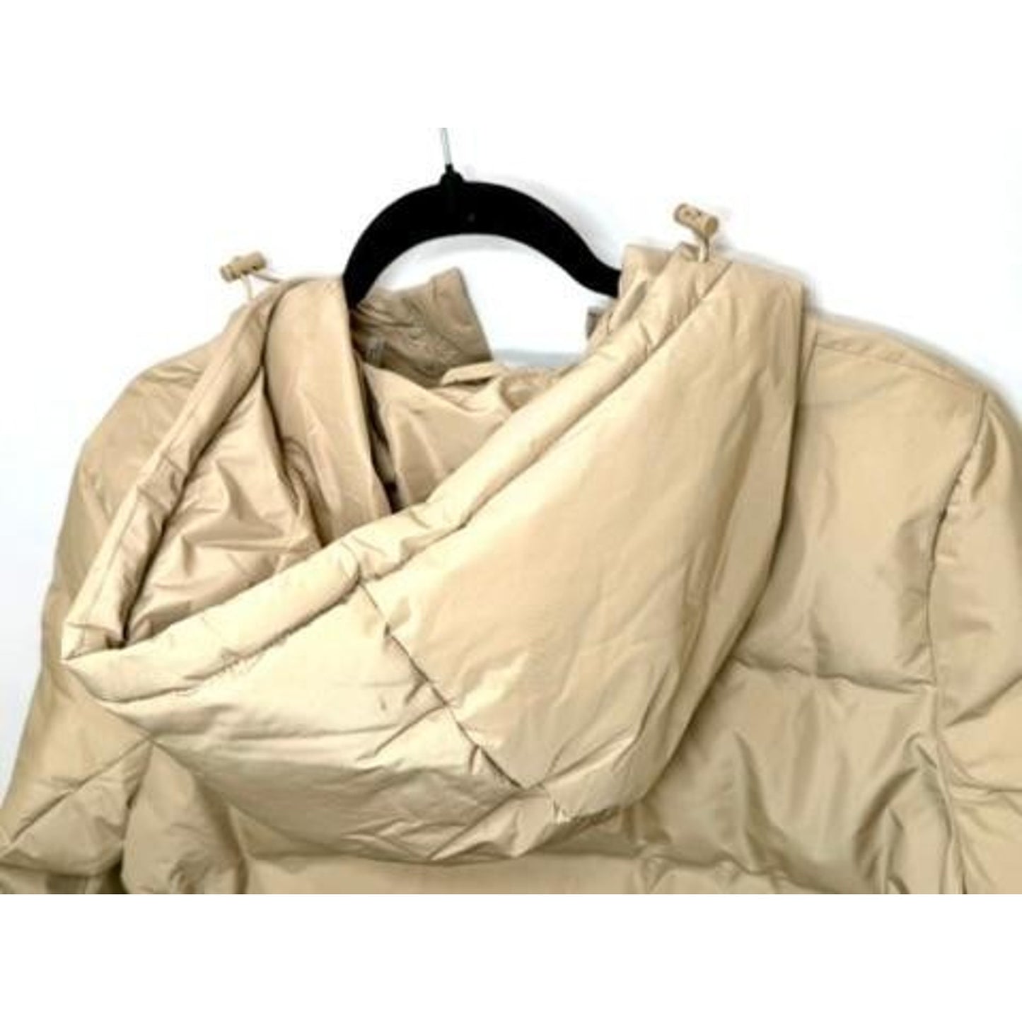Cole Haan Signature Hooded Puffer Jacket Womens Large Beige Down Blend Parka