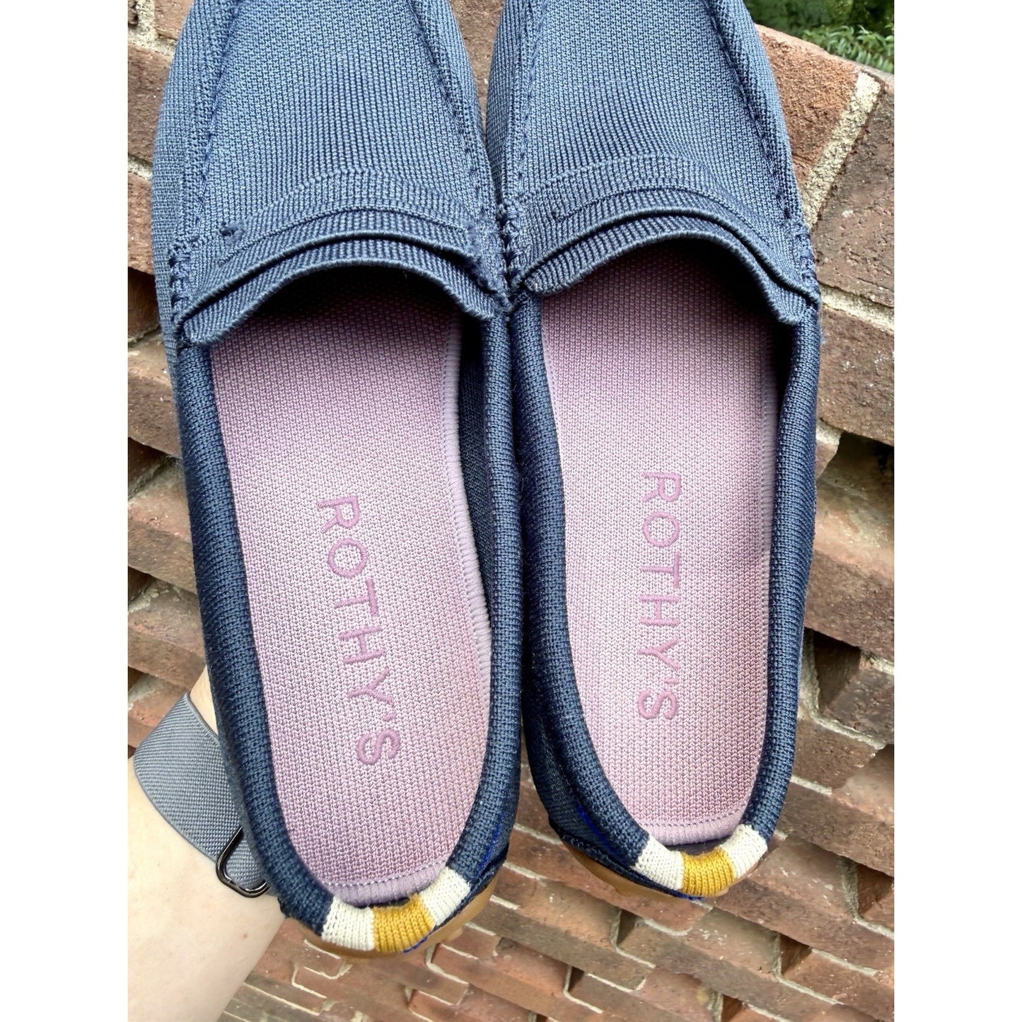 Rothy's The Driving Loafer Women’s Size 10.5 Slip On Knit Shoes Navy/Lavendar