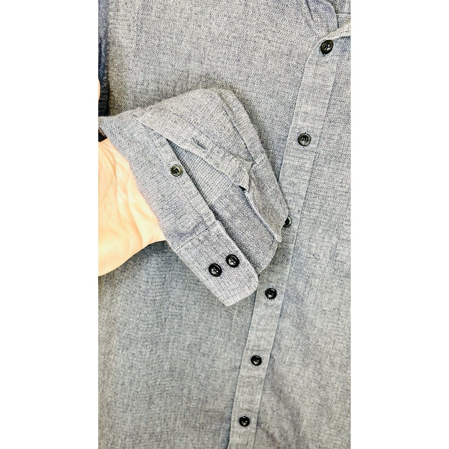 Kenneth Cole New York Men's Large Embroidered Button Up Shirt Gray Cotton
