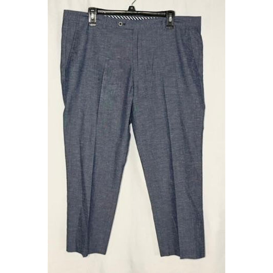Paisley & Gray Slim Fit Linen Blend Dress Pants Mens 36x32 Blue Chambray