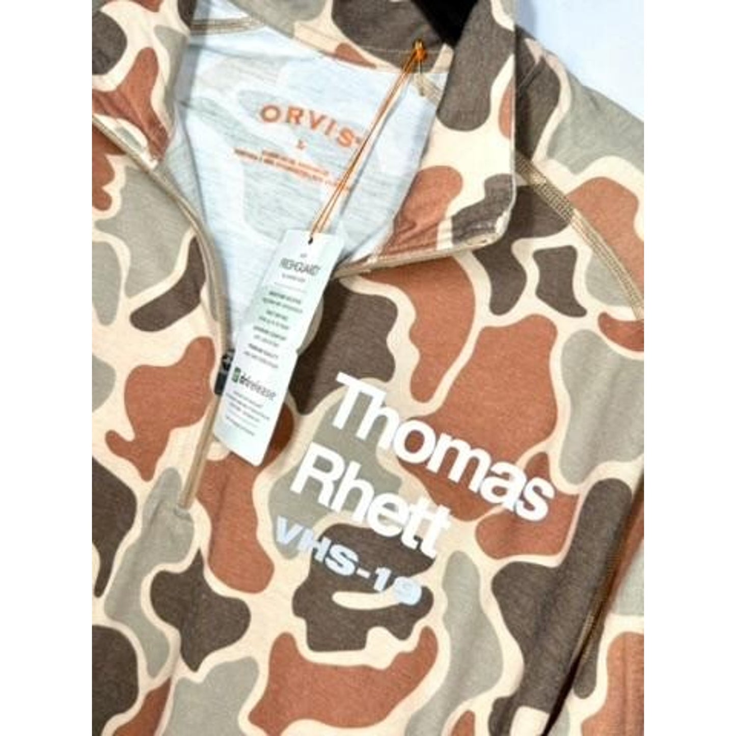 Orvis Thomas Rhett VHS-19 Camo 1/4 Zip Pullover Mens Large Camouflage New NWT