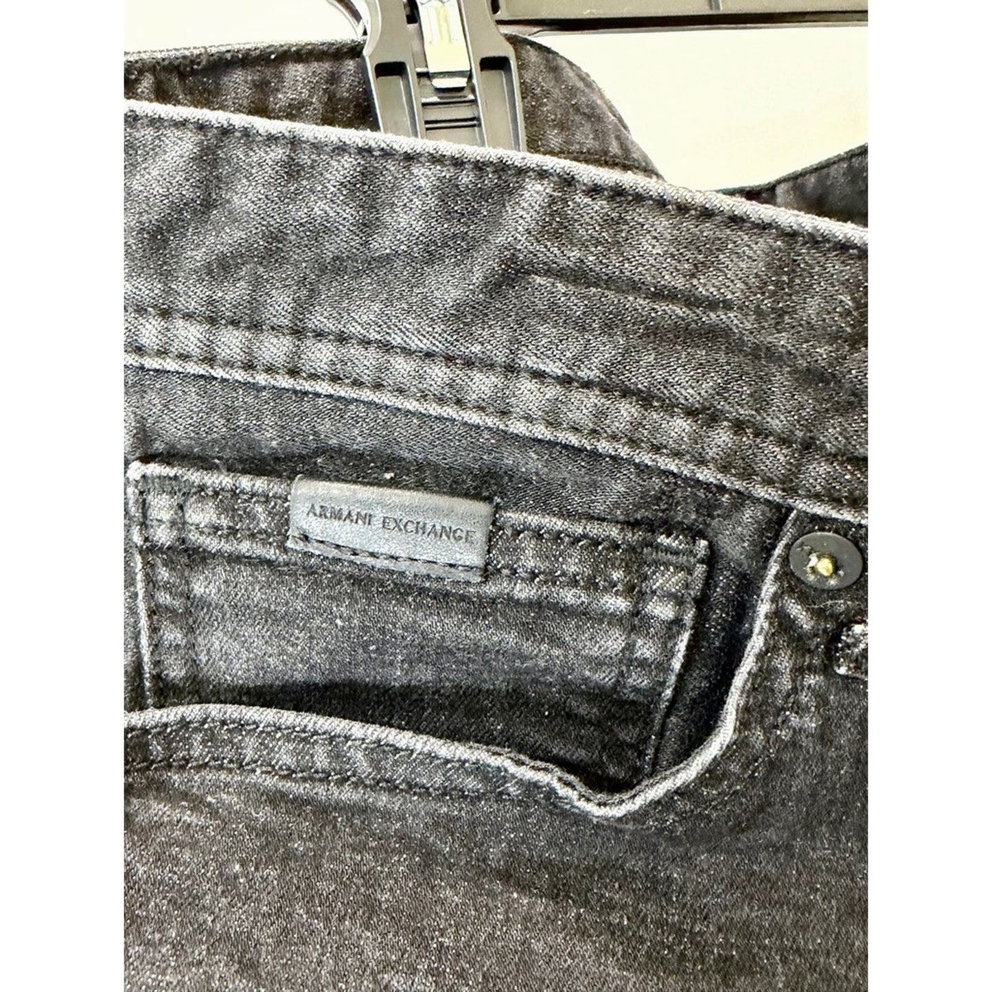Armani Exchange J14 Skinny Jeans Mens 36 Black Denim Stretch Pants