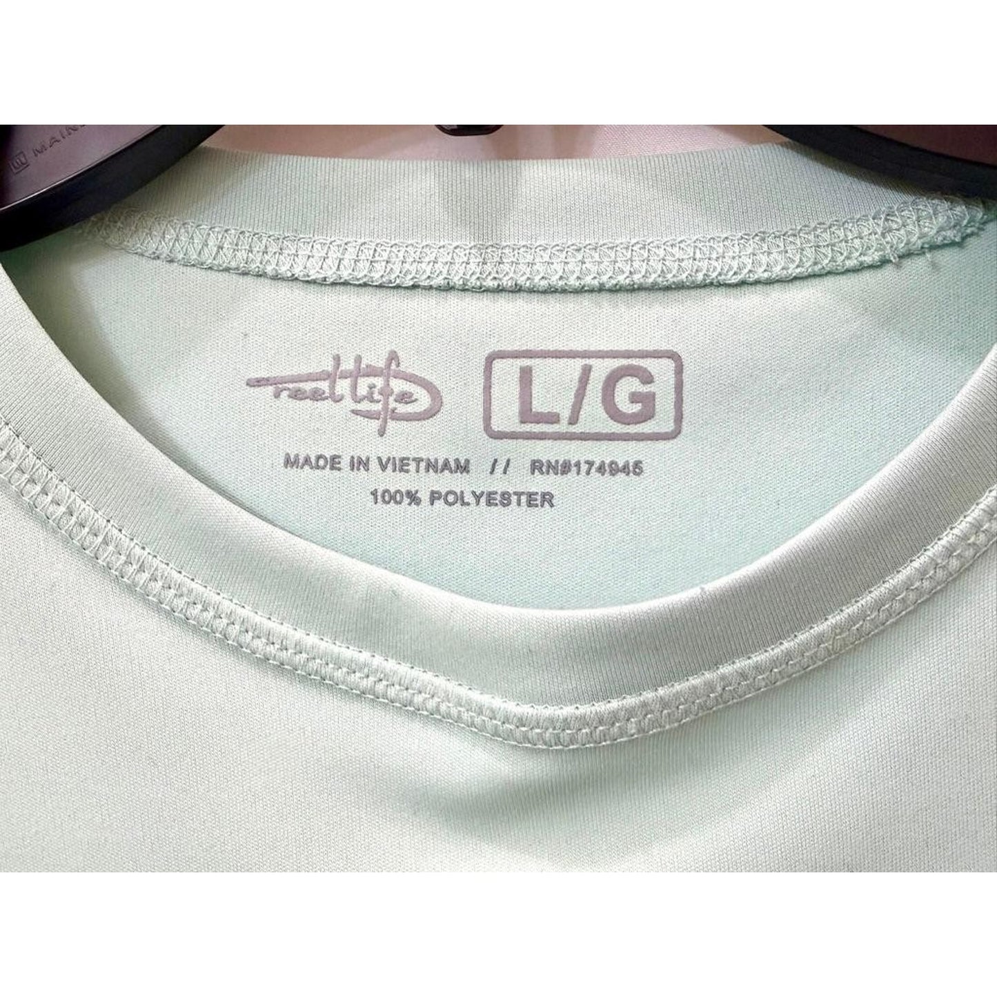 Reel Life Fishing Shirt Mens Large Mint Green Long Sleeve Performance UV Tee