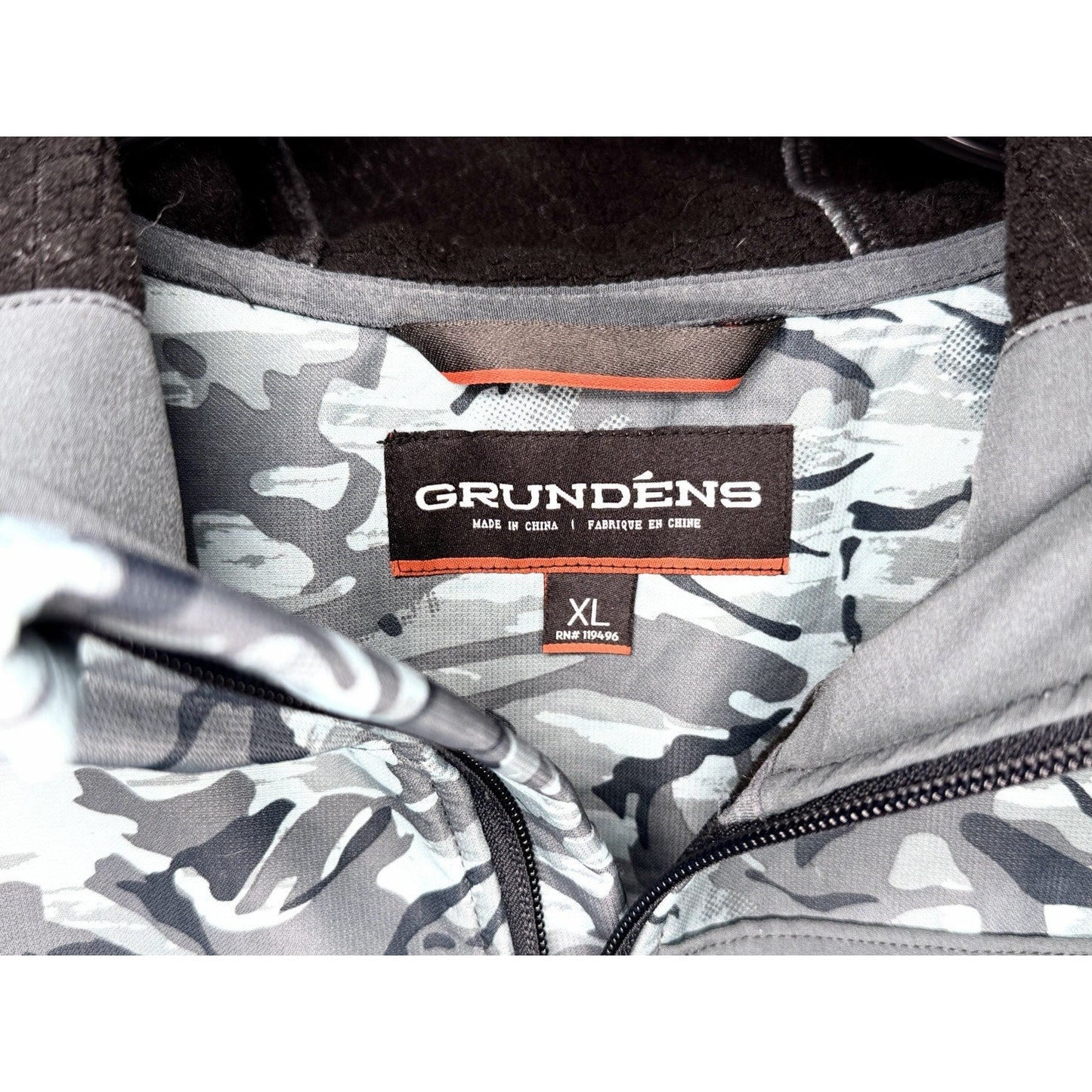 Grundéns Bulkhead Tech Fleece Jacket Mens Size XL Camo Hooded Fishing