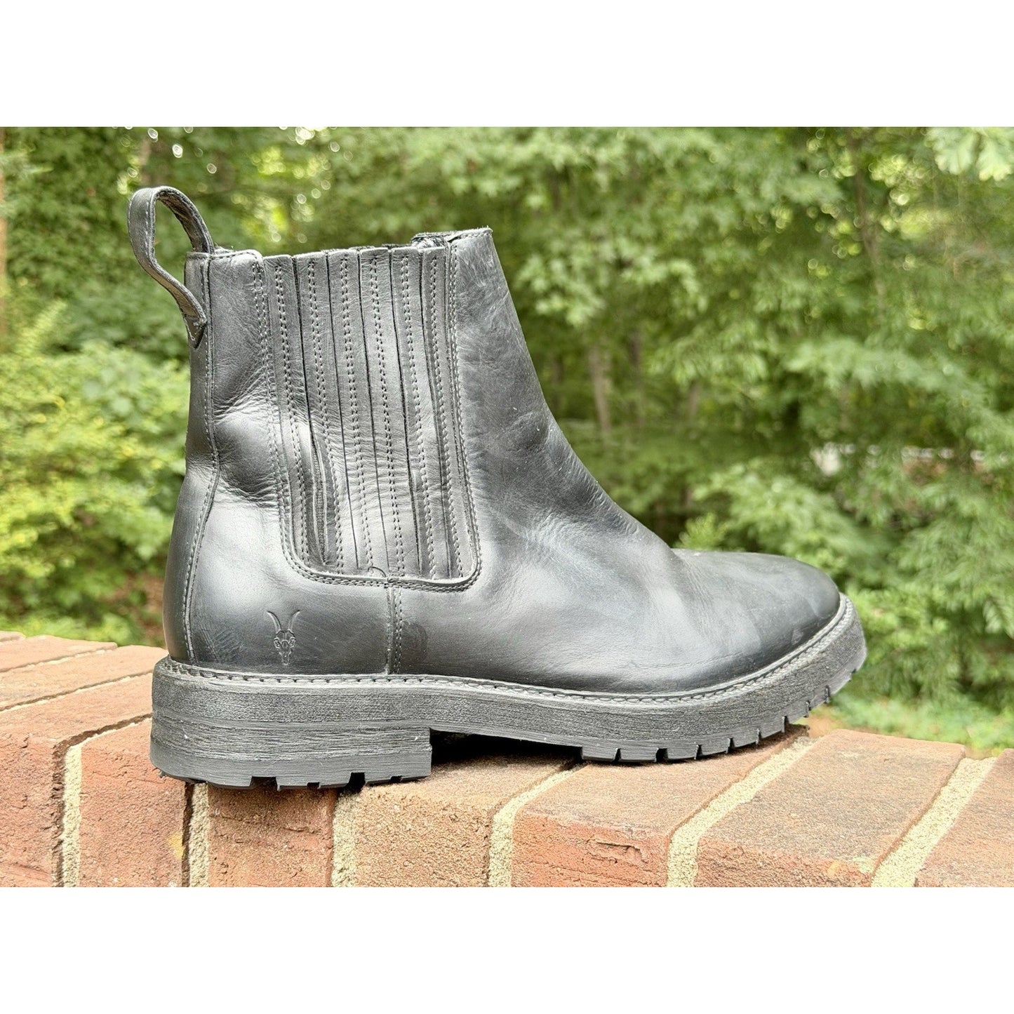 AllSaints Bloom Men's Chelsea Boots Washed Black Leather Lug Sole Size 46 US 13