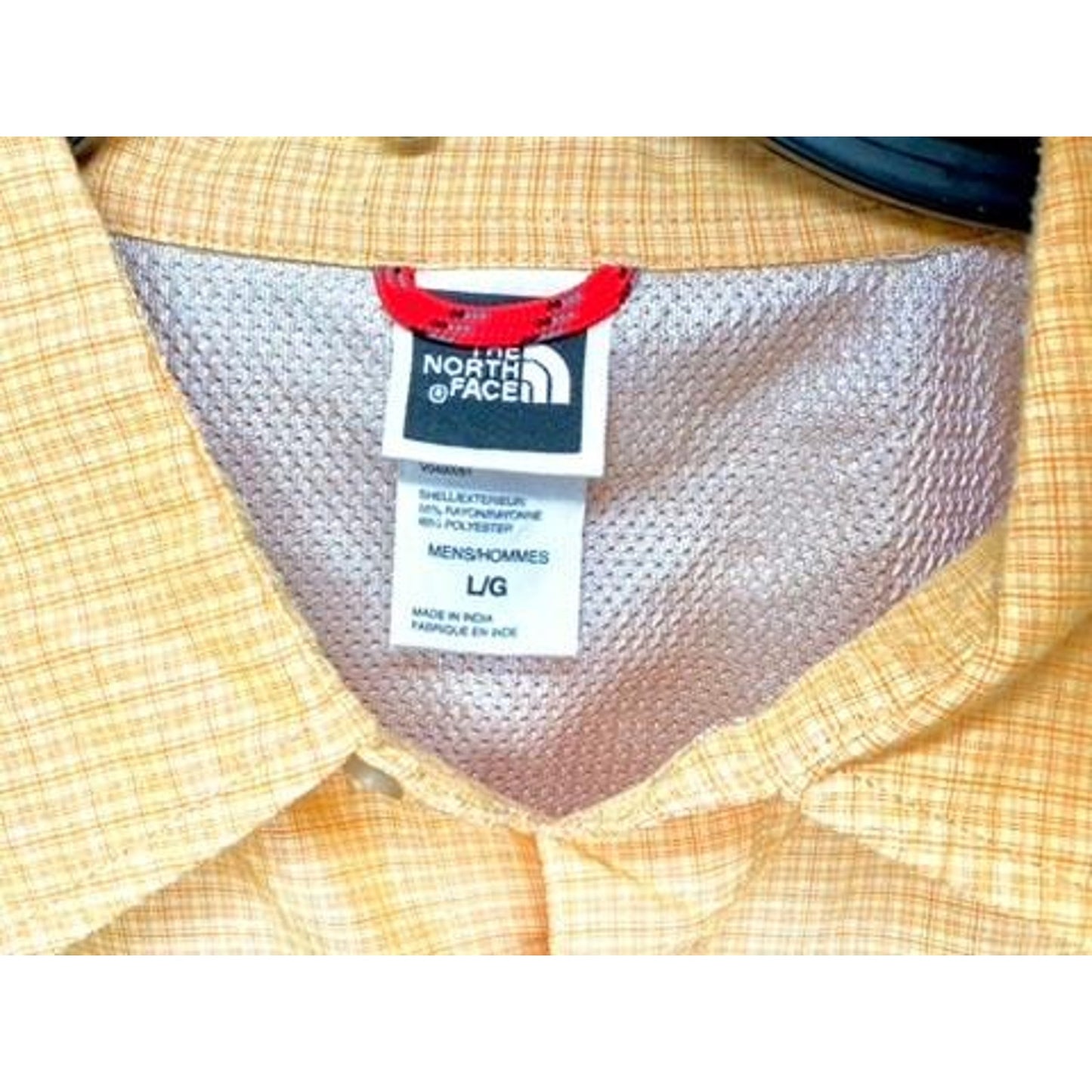 The North Face Shirt Mens Large Yellow Plaid Short Sleeve Hiking Button Up