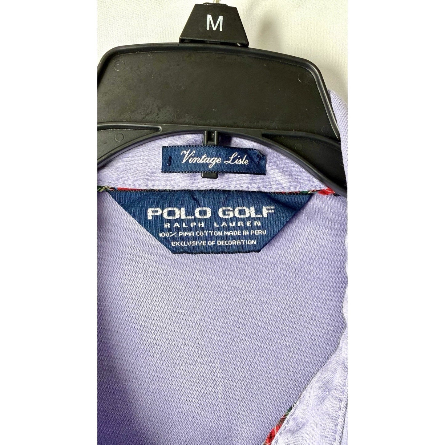 Polo Golf Ralph Lauren Lilac Polo Shirt Peru Pima Cotton Men’s Large