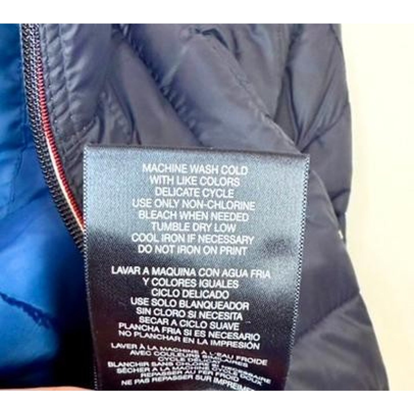 Tommy Hilfiger Puffer Jacket Mens XL Navy Blue Packable Quilted Full Zip Coat