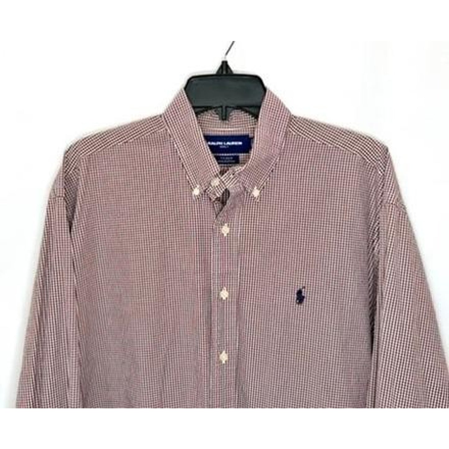 Ralph Lauren Golf Tilden Shirt Mens Large Red White Gingham Check Long Sleeve