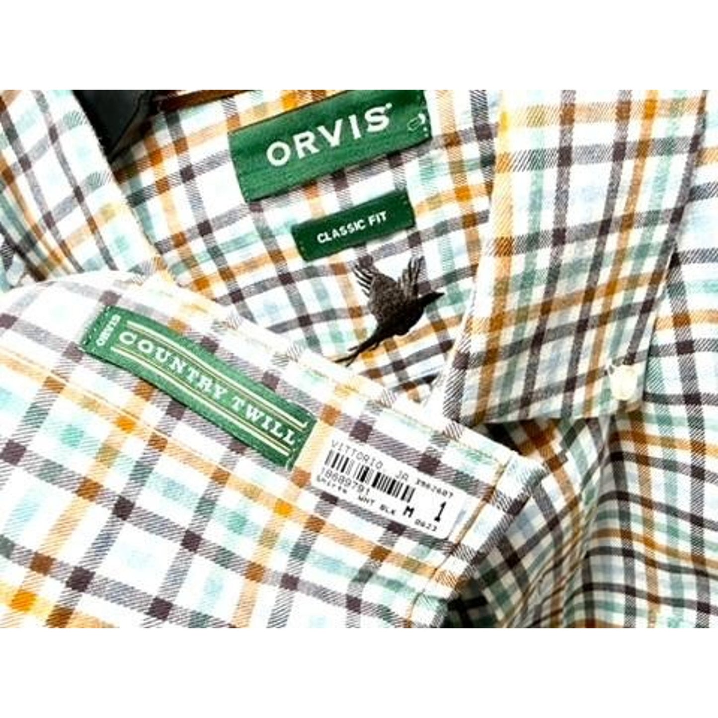 Orvis Country Twill Shirt Mens Medium Classic Fit Plaid Button Down Cotton