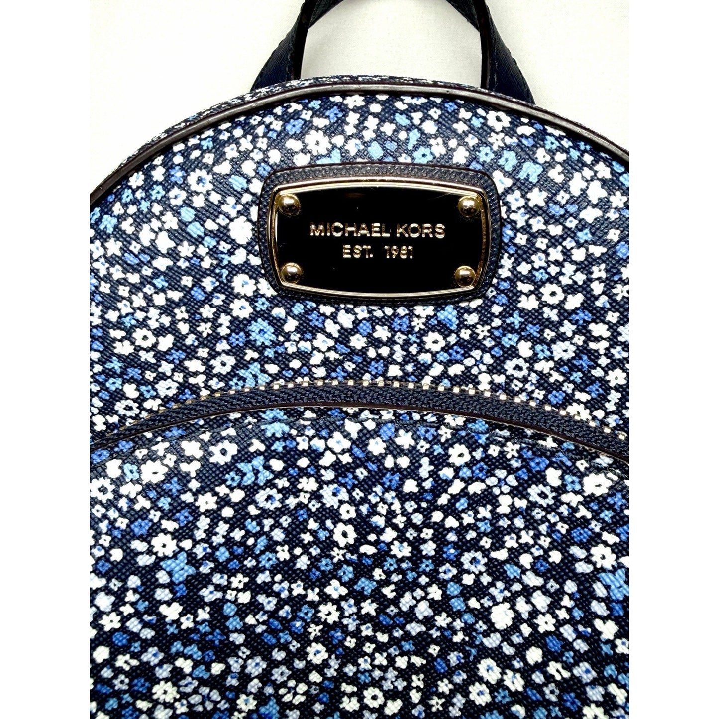 Michael Kors Abbey Mini Backpack In Navy Blue Floral Pattern NWOT / New W/ COA