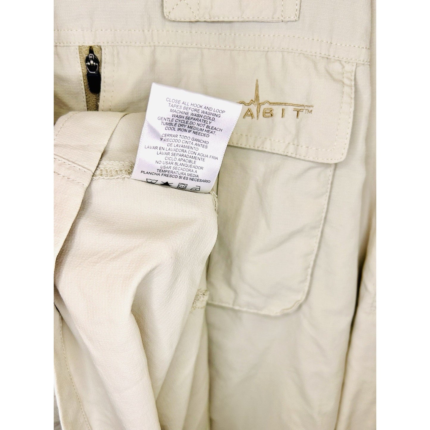 Habit Solar 30+ Factor Beige Realtree Button Up Fishing Men's Shirt 100% Nylon