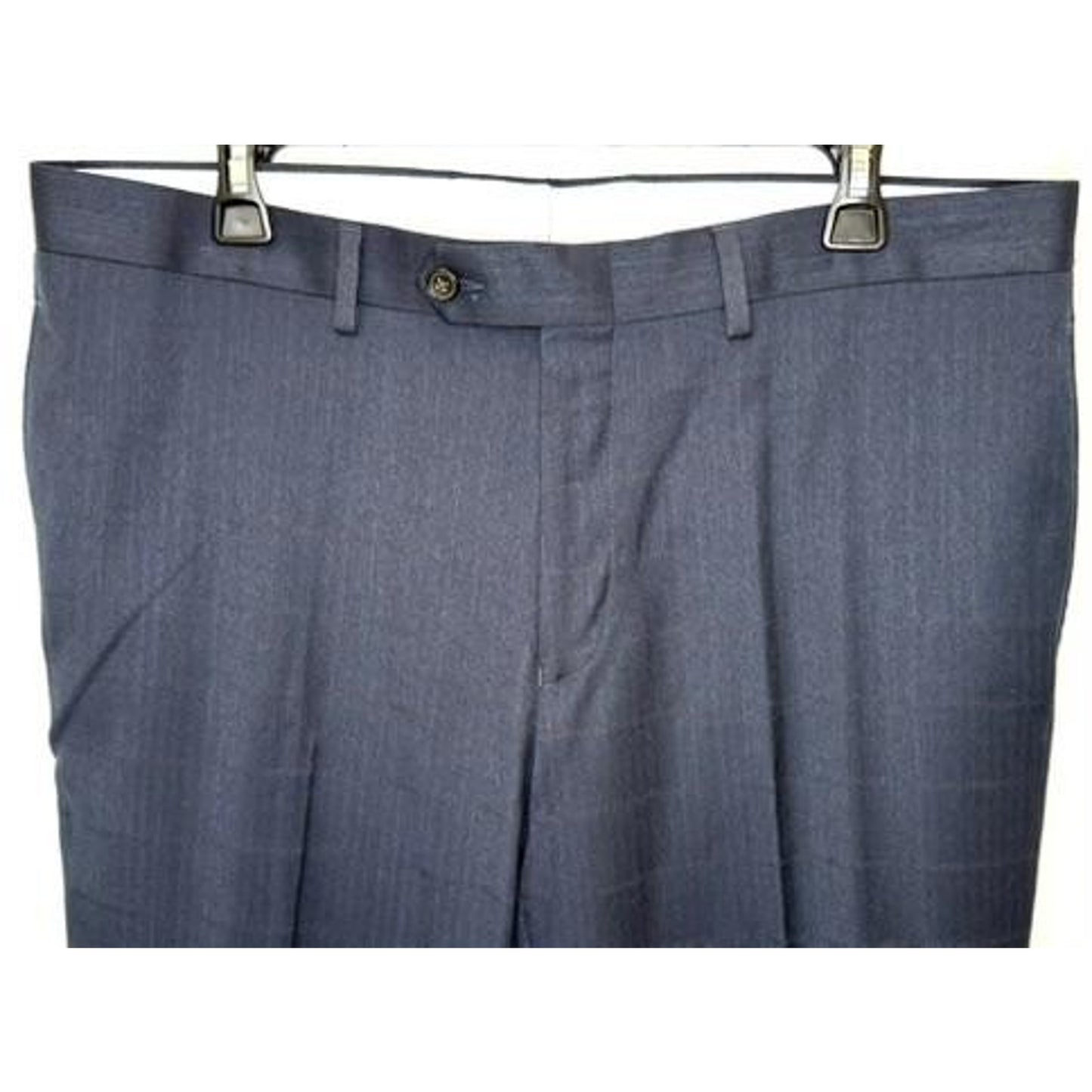 Ralph Lauren Dress Pants Mens 34x30 Navy Blue Plaid Stretch Flat Front Trousers