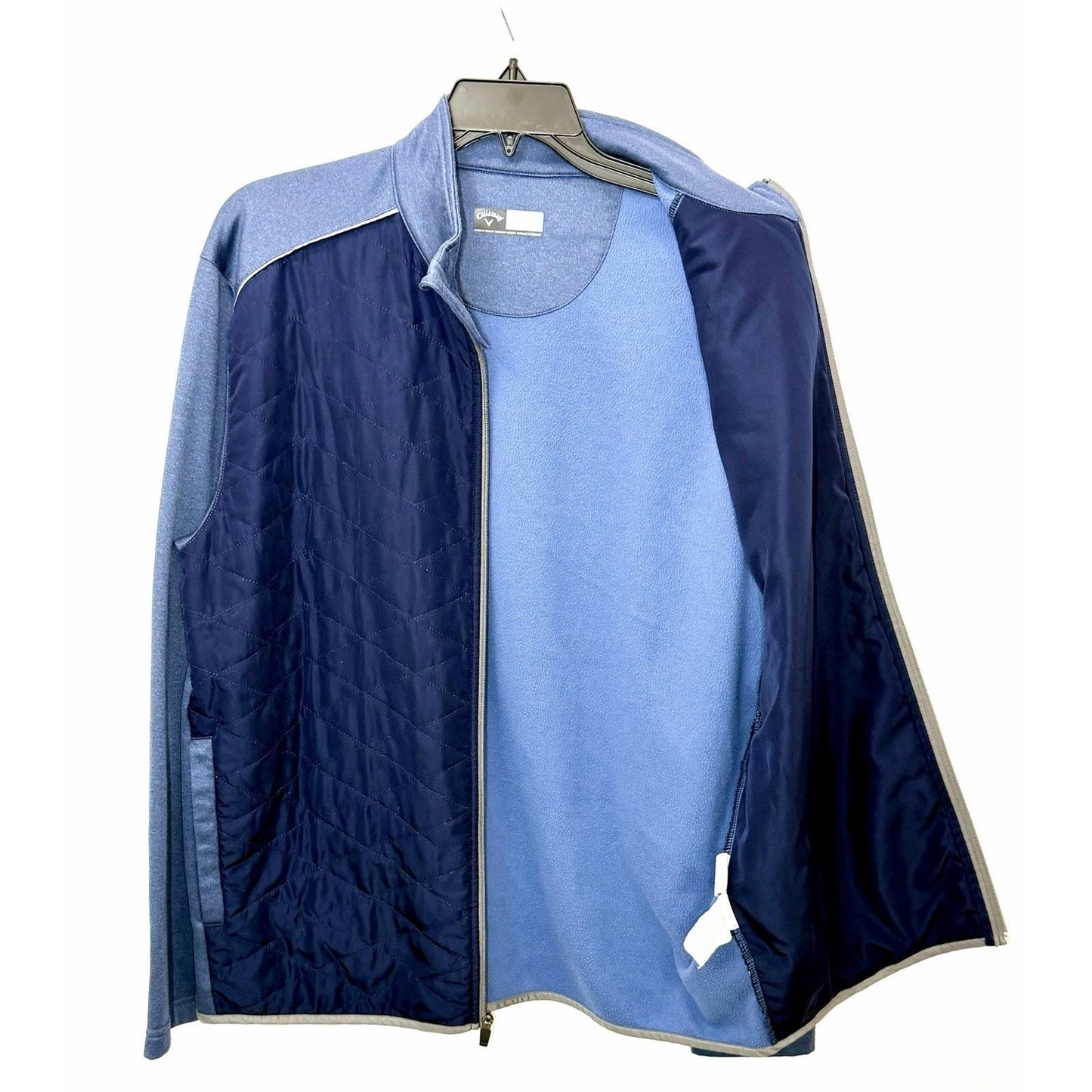 Callaway Mens Golf Jacket Front Quilted Full Zip Long Sleeve, Blue, Sz XL