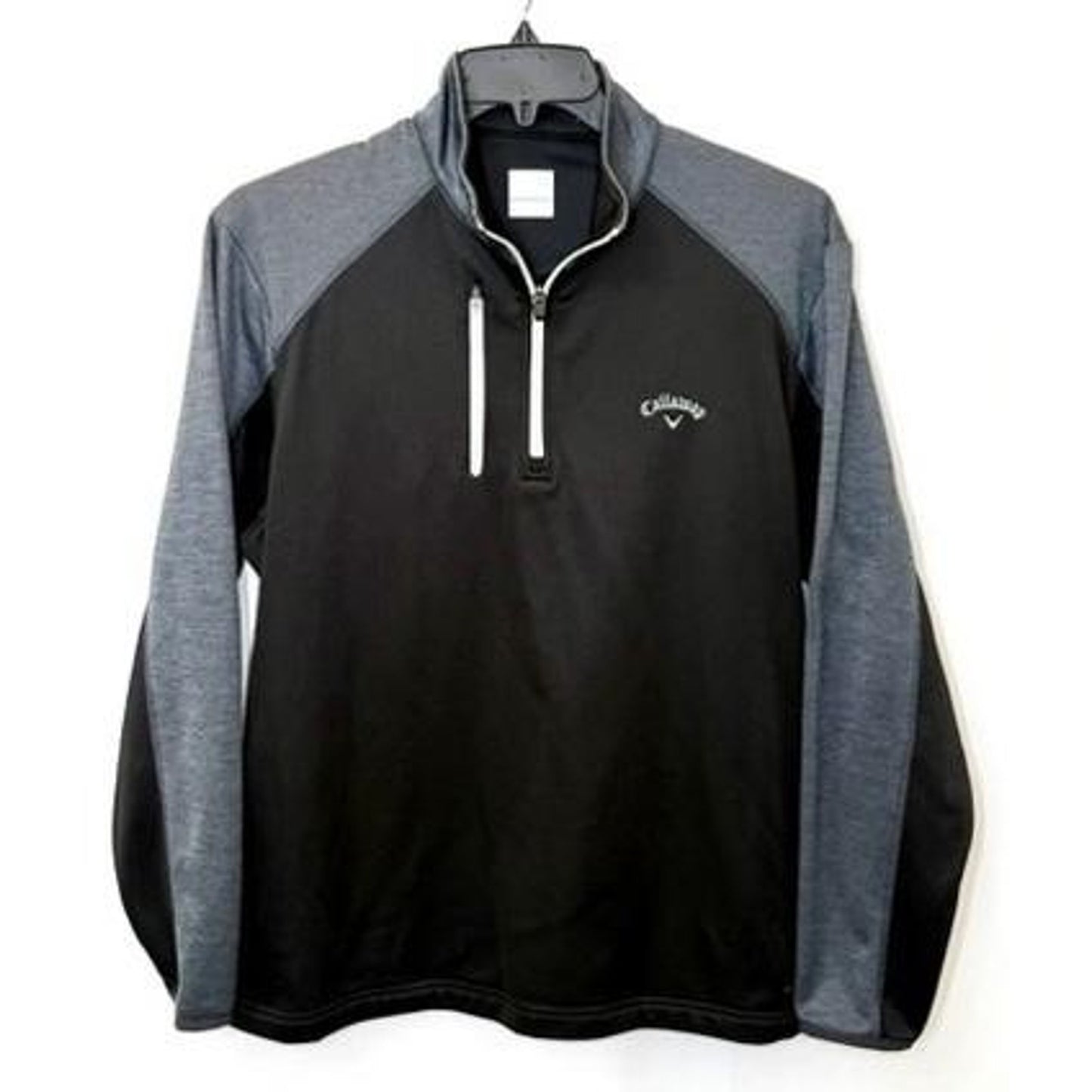 Callaway Golf Pullover Mens Medium Black Gray 1/4 Zip Fleece Lined Sweater