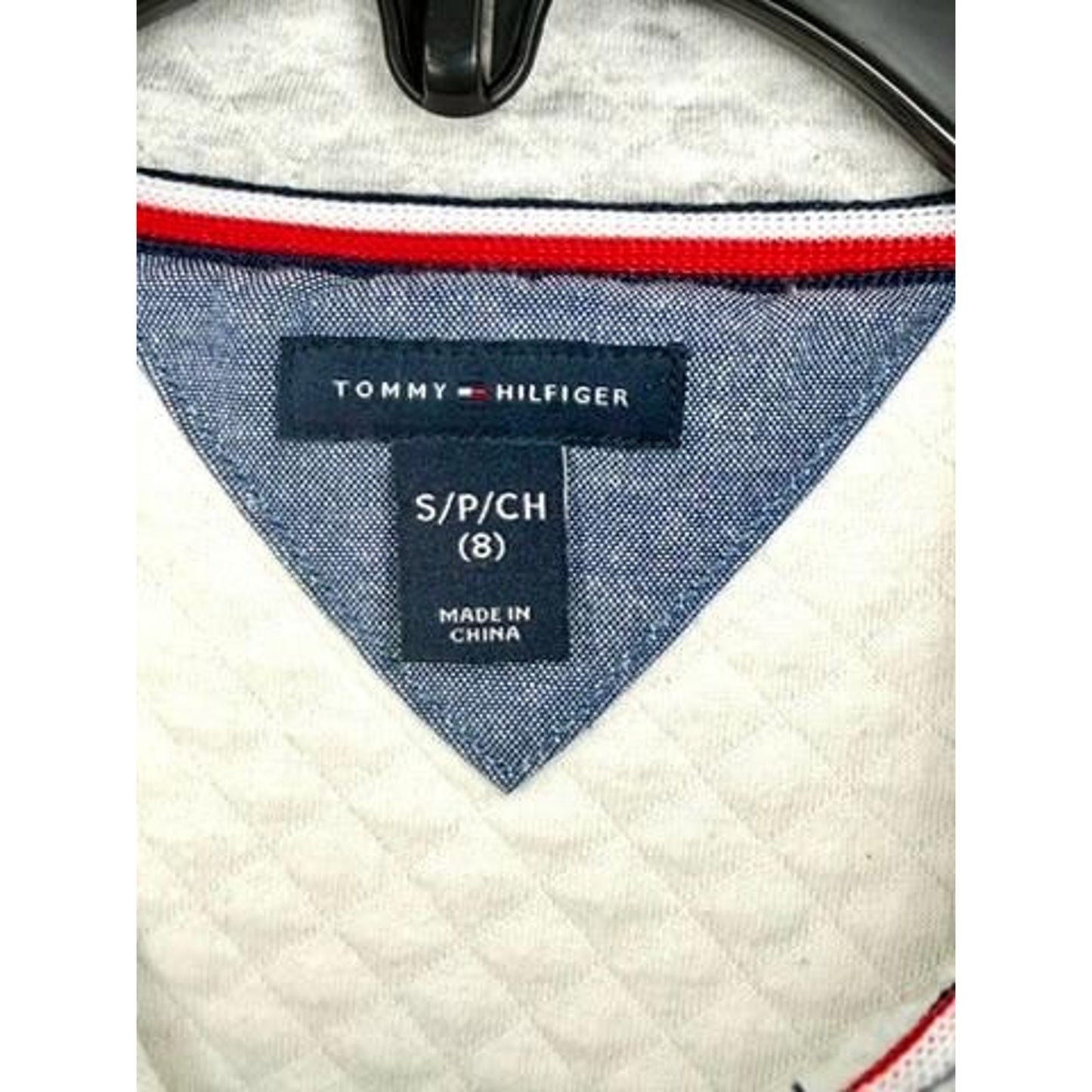 Tommy Hilfiger Boys Quilted 1/4 Zip Pullover Sweater Gray Size S 8 Cotton Blend