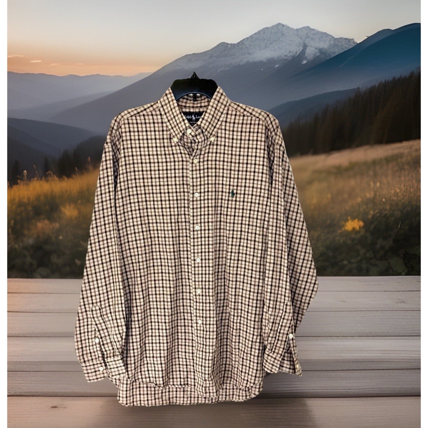 Polo Ralph Lauren Shirt Men Large Button Down Check Shepherds Gingham Blake