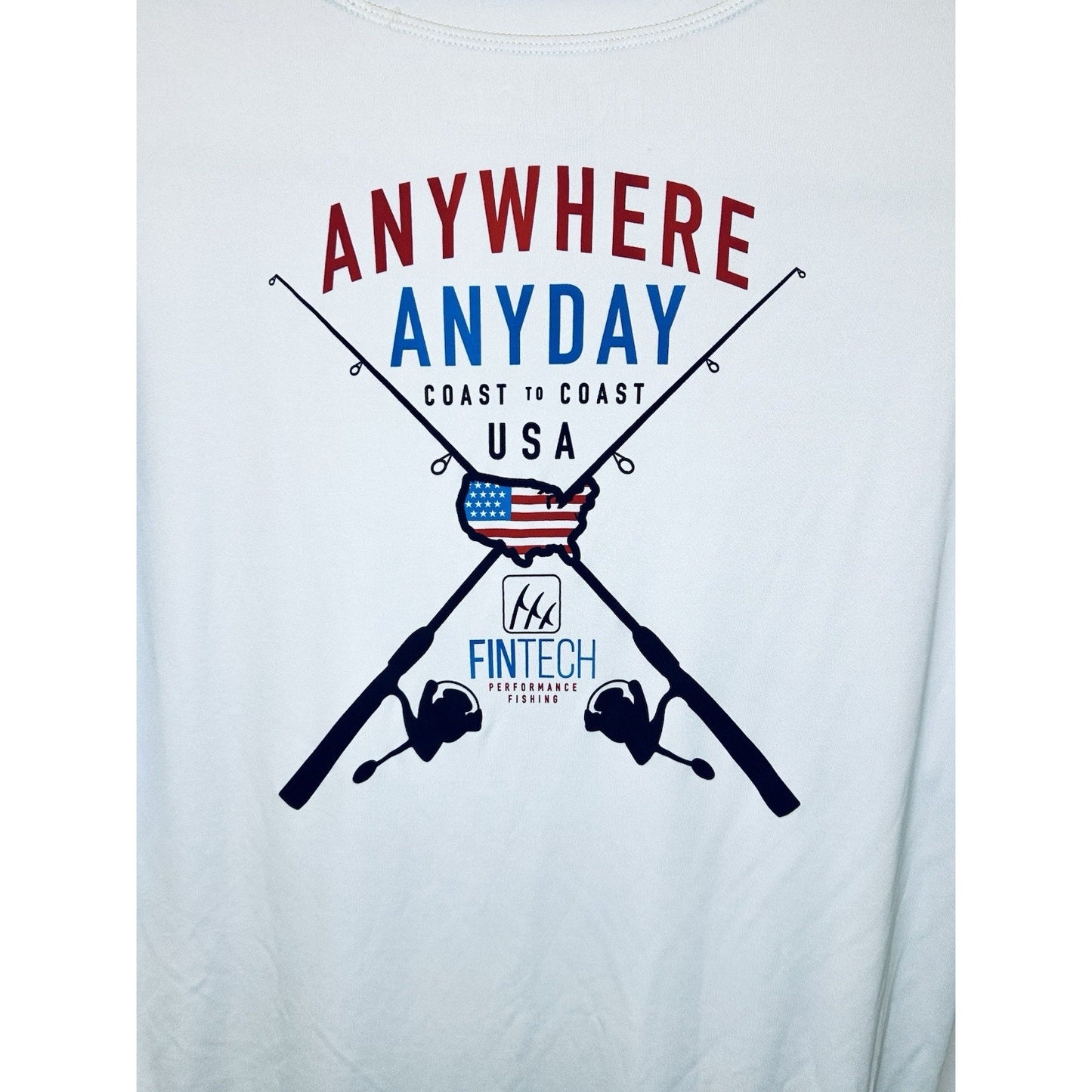 FINTECH Mens Medium "Anywhere Any Day" Sun Defender UV T-Shirt Glacier Gray