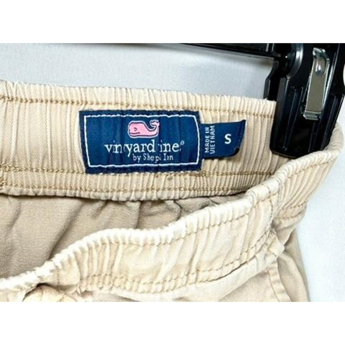 Vineyard Vines Boys Khaki Chino Shorts Size S Beige Elastic Waist Drawstring