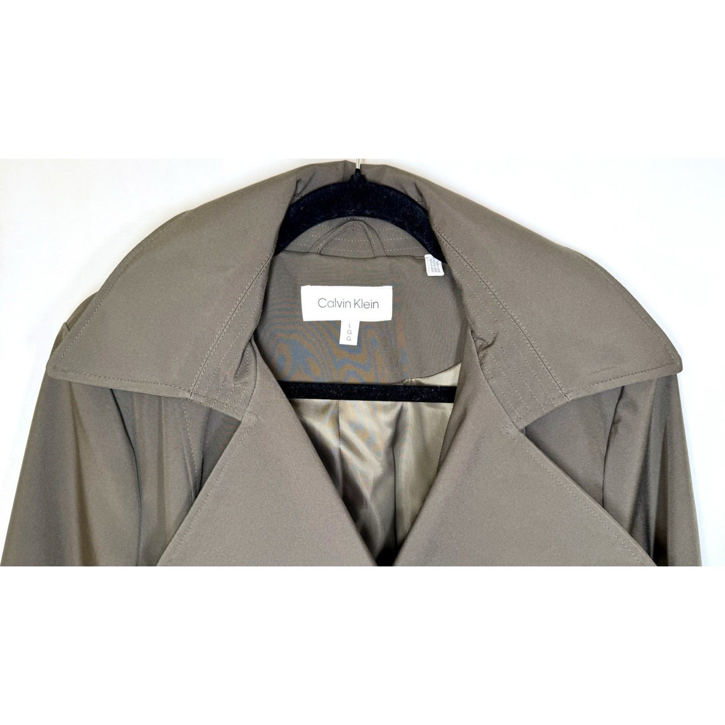 Calvin Klein Womens Trench Coat Removable Hood Size Large Color Twig (Worn Once)