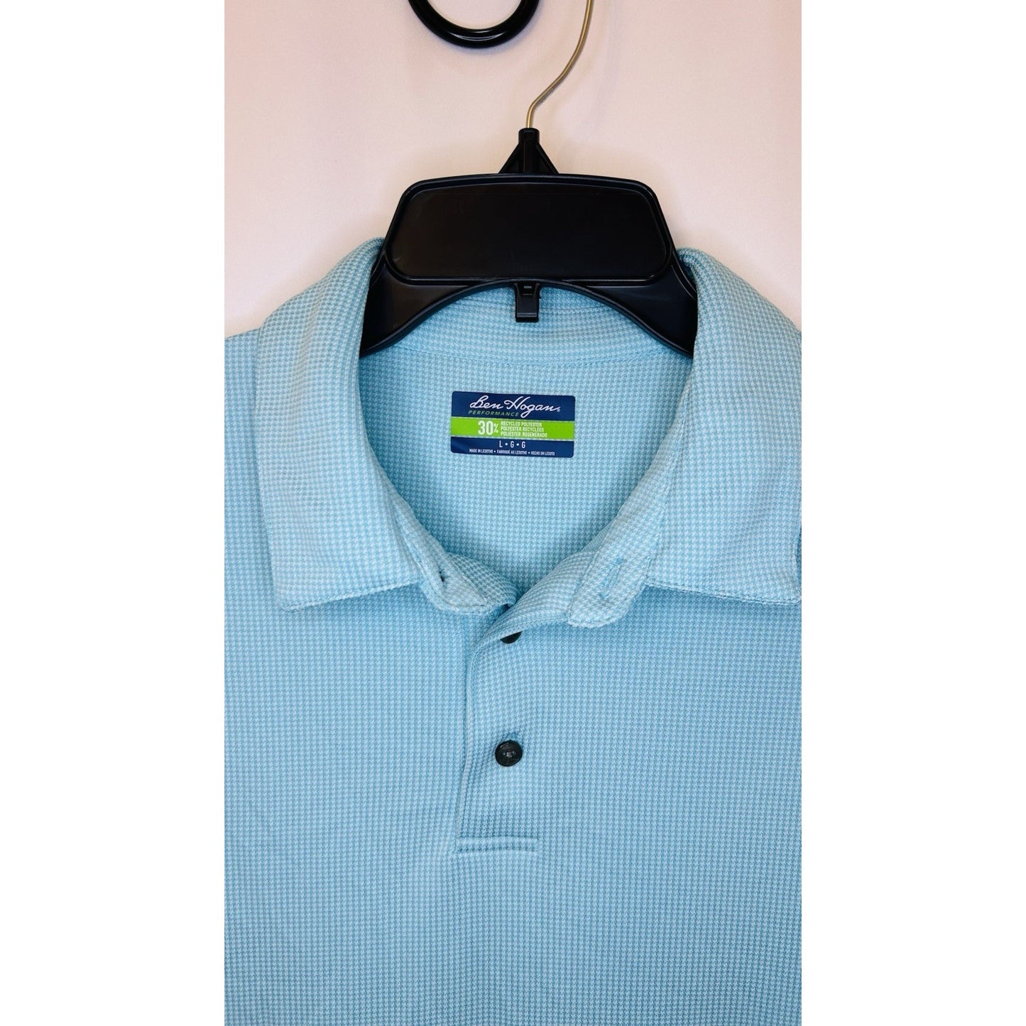 Men's Ben Hogan Performance Blue Short Sleeve Polo Golf Shirt Size L Large