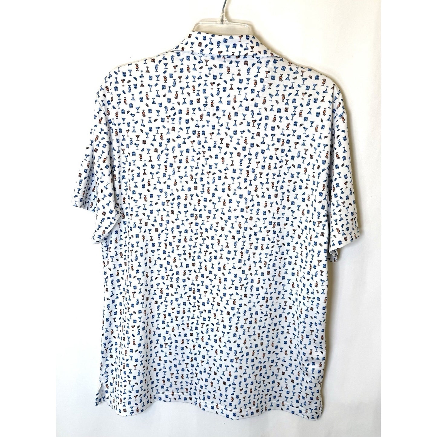 Ben Hogan Golf Performance Polo Shirt Mens Medium Multi Martini Drinks Patterned