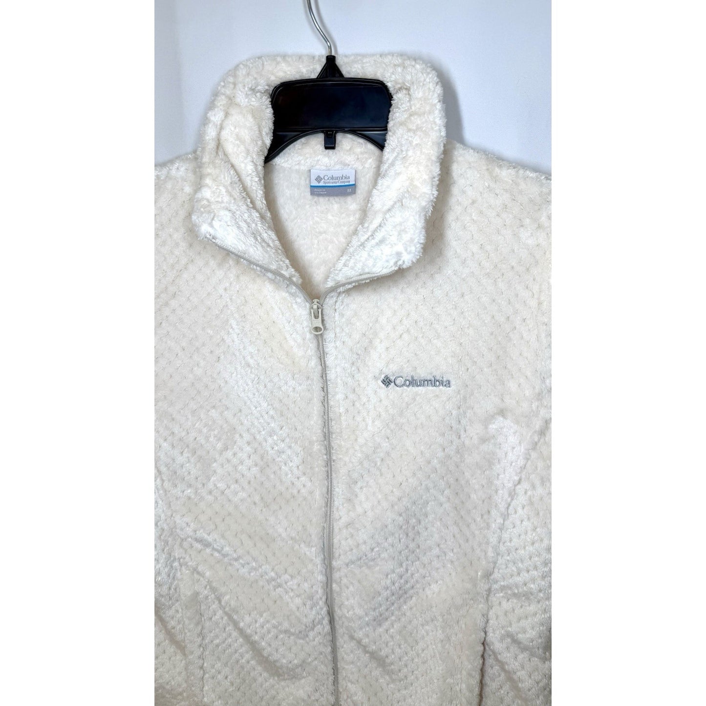 Women's Ivory Cream Soft Columbia Beech Forest Full Zip Fleece Jacket Size M