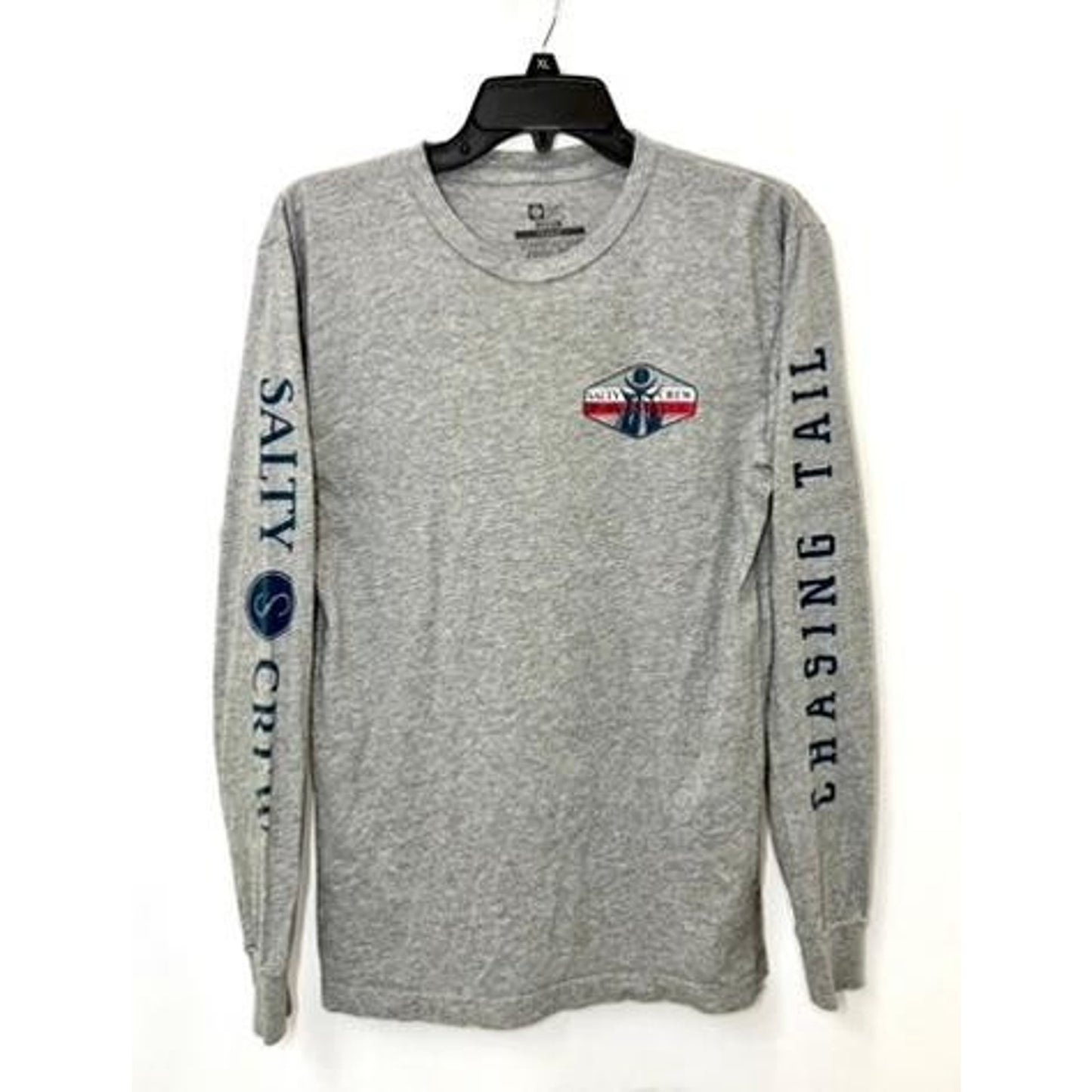 Salty Crew Chasing Tail Long Sleeve Shirt Mens Medium Gray Fishing Graphic Tee