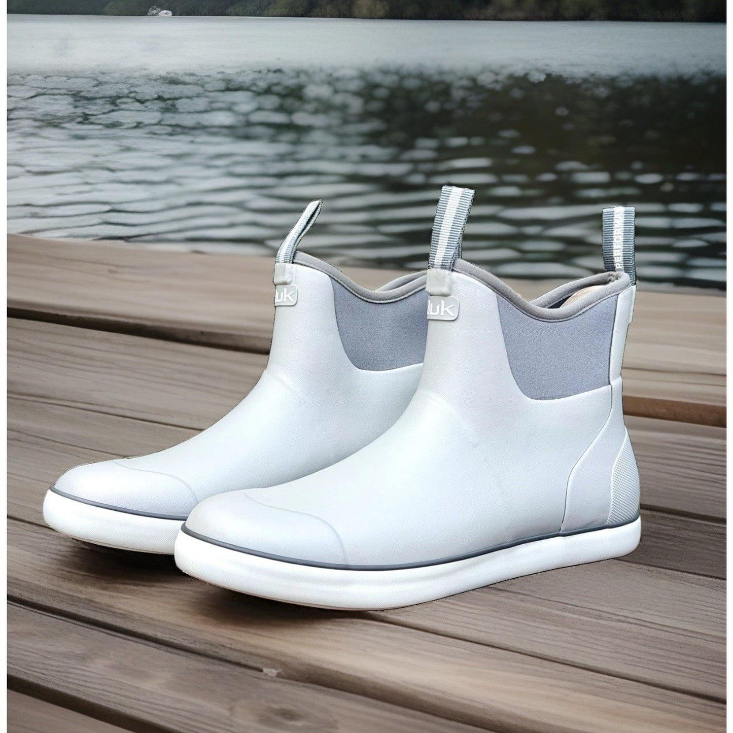 HUK Men’s Rogue Wave Fishing Deck Boots Waterproof Rubber Gray White Size 11 NIB